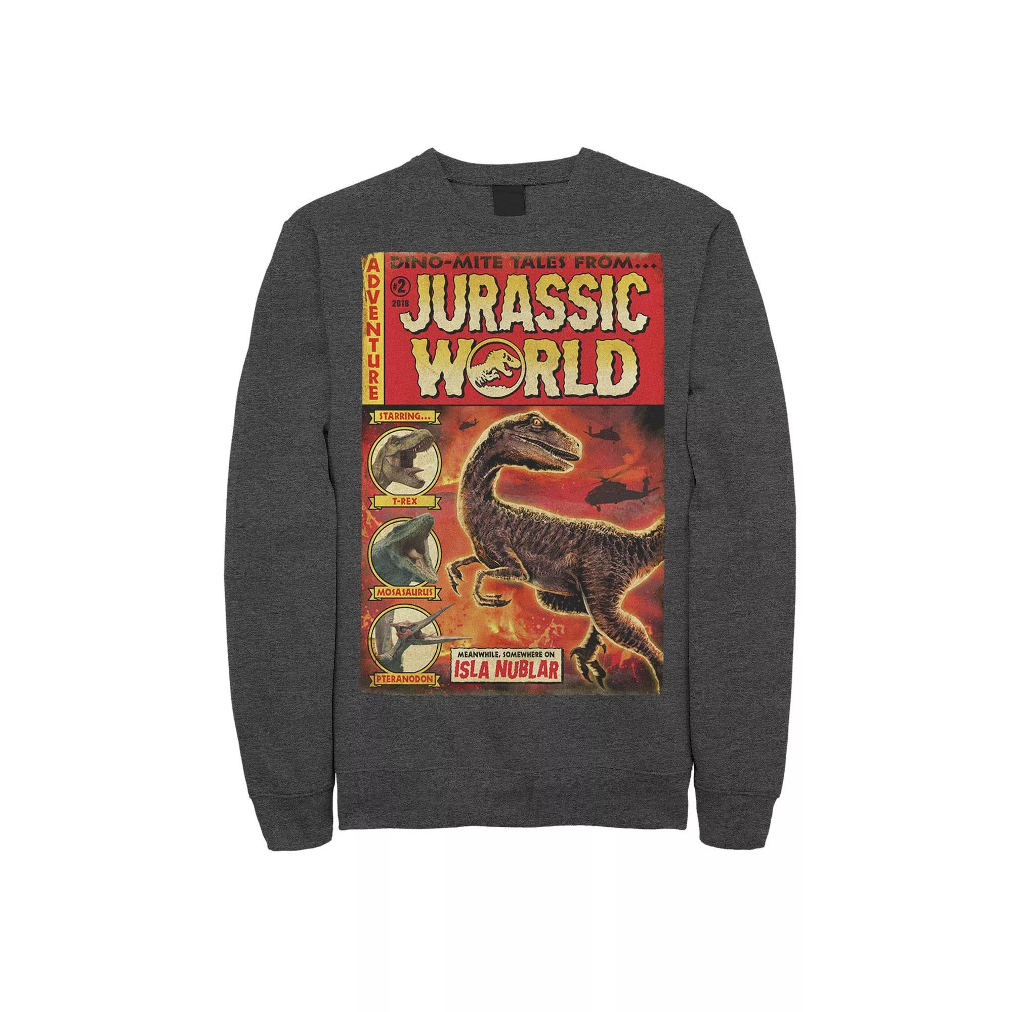Men's Jurassic World Two Dino-Mite Tales Vintage Fleece, Size: Large, Athletic Grey Product Image