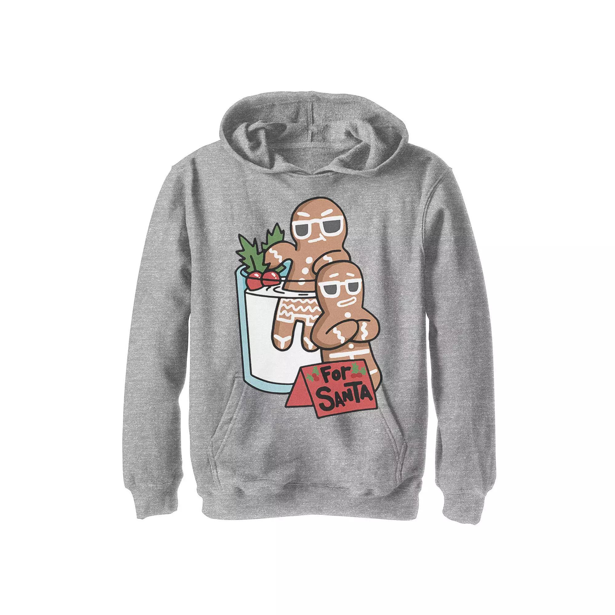 Boys 8-20 For Santa Gingerbread Men Milk Dip Chillin Hoodie, Boy's, Size: Large, Athletic Grey Product Image