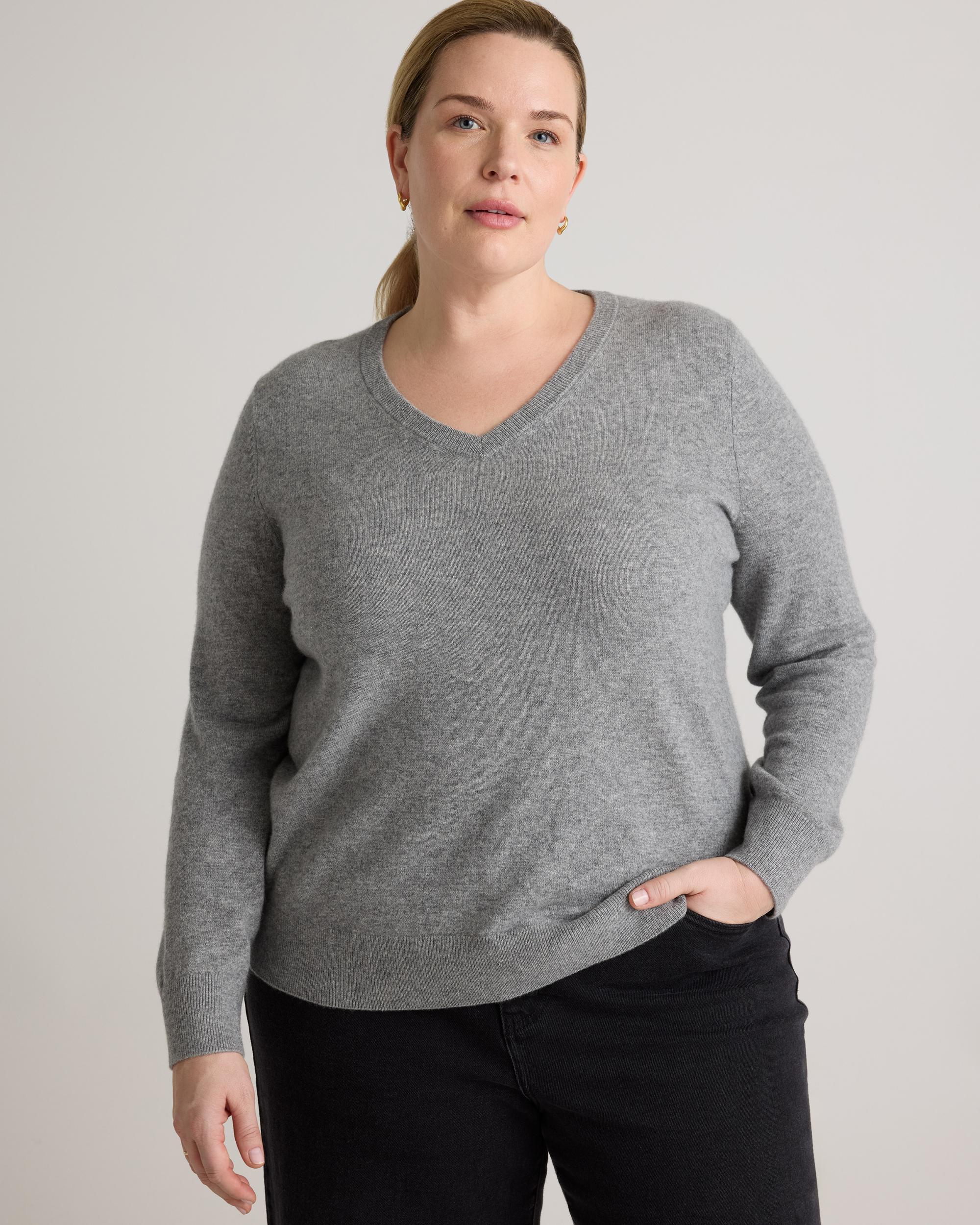 Mongolian Cashmere V-Neck Sweater - Plus Size Product Image