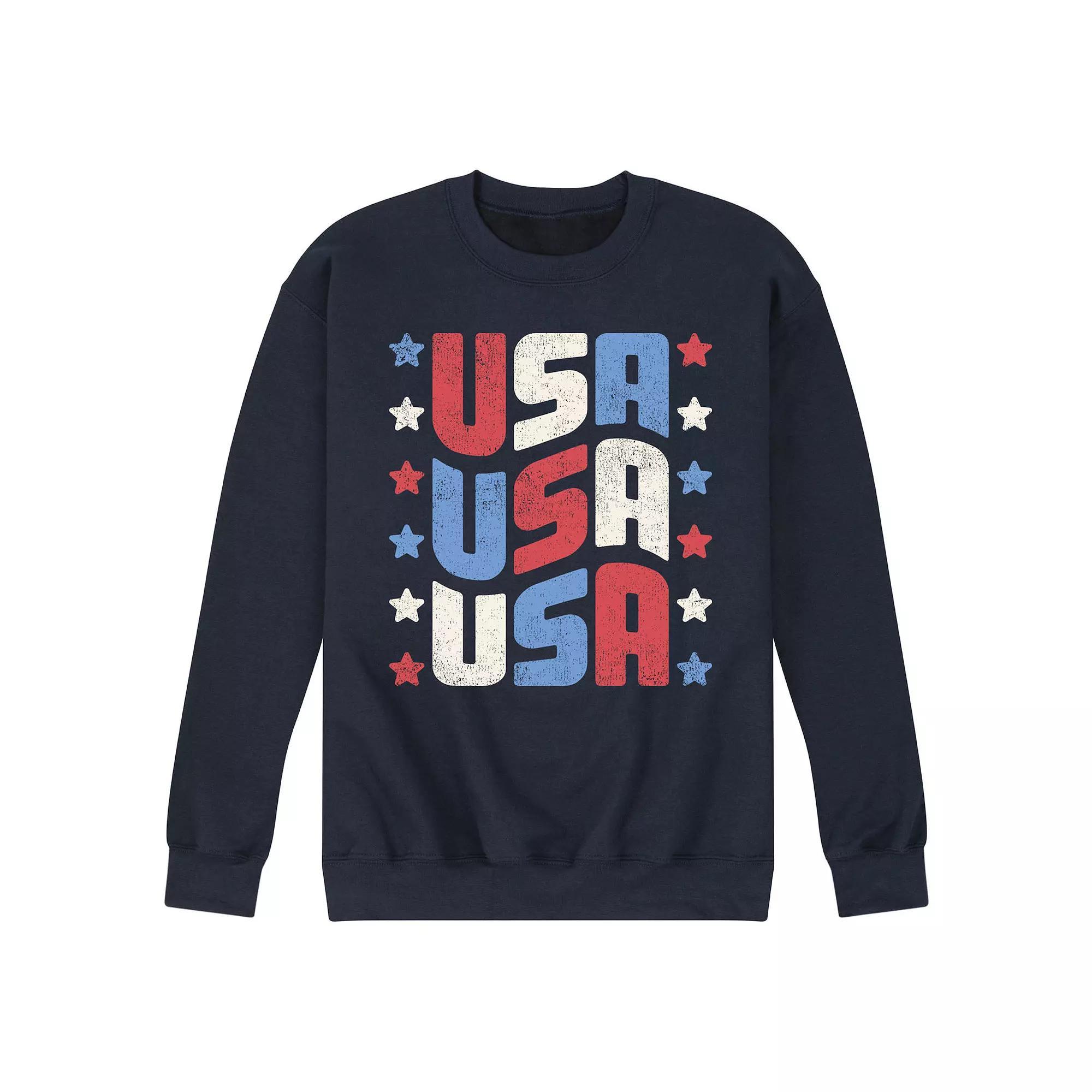 Mens USA Stacked Fleece Sweatshirt Blue Product Image