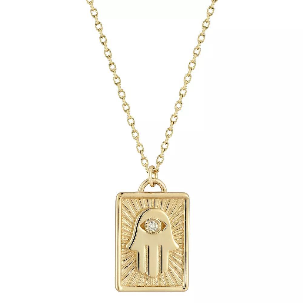 LUMINOR GOLD 14k Gold Hamsa Tag Diamond Accent Necklace, Women's, Size: 17" Product Image