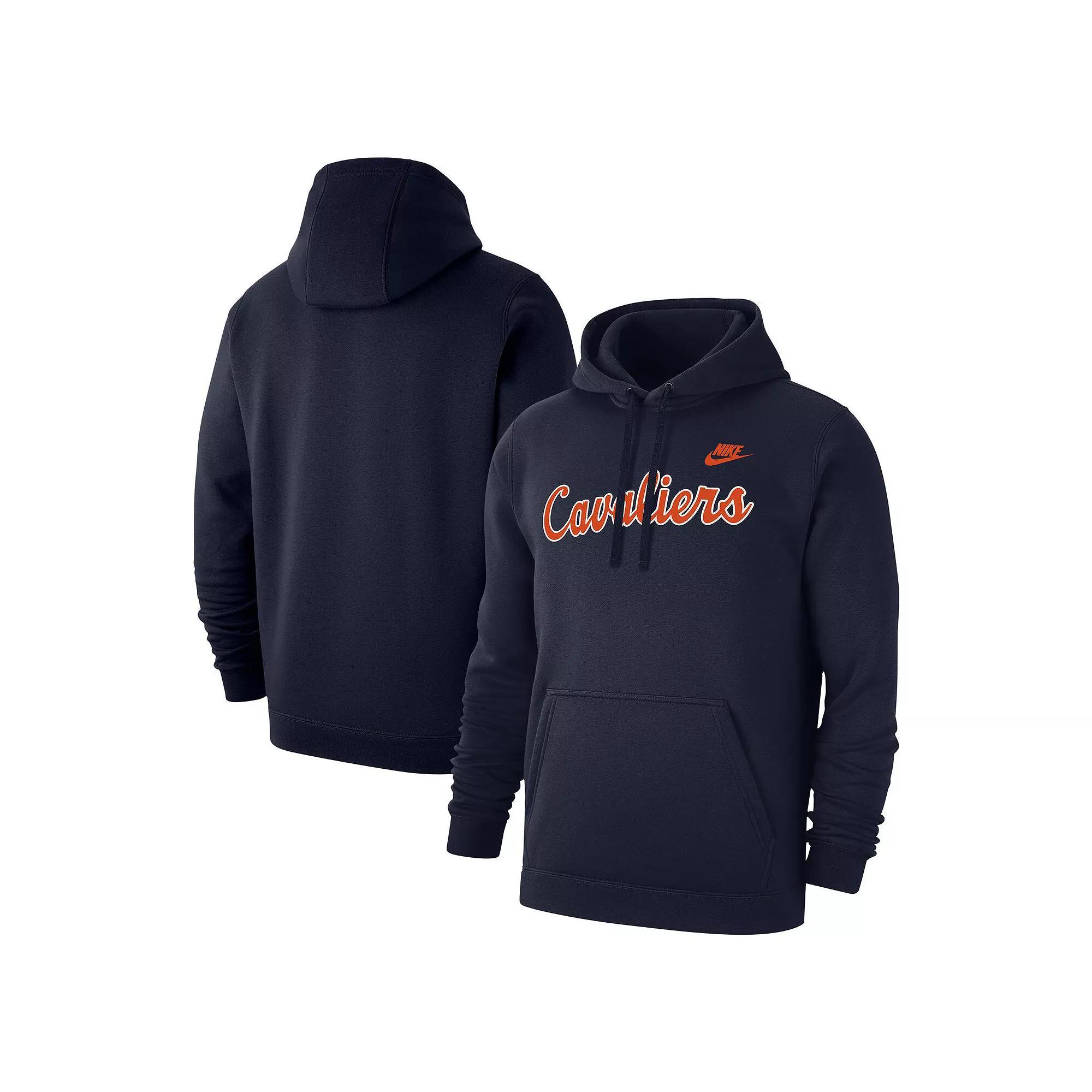 Men's Nike Navy Virginia Cavaliers Vintage Script Club Fleece Pullover Hoodie, Size: 3XL, Blue Product Image