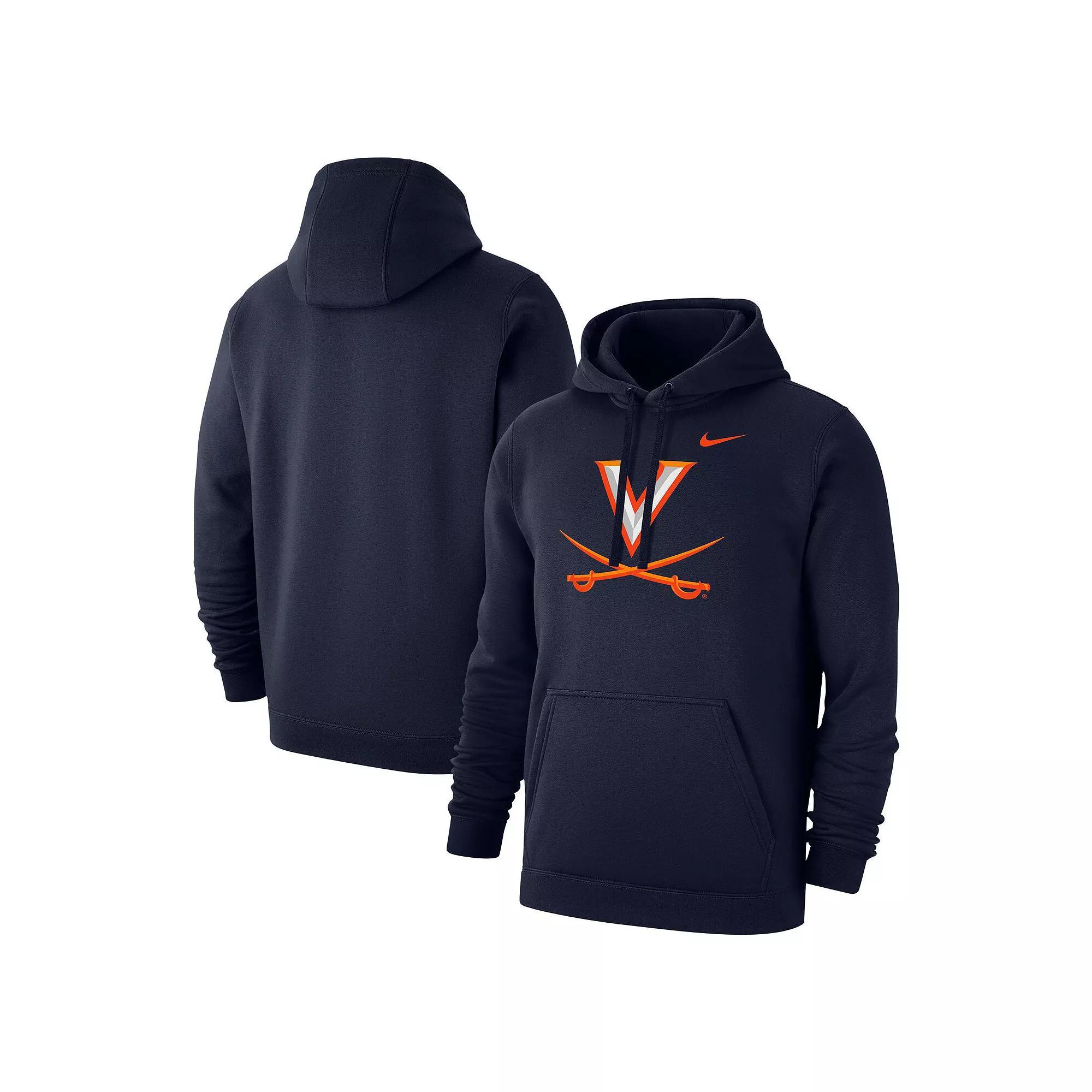 Mens Nike Virginia Cavaliers Primary Club Fleece Pullover Hoodie Blue Product Image