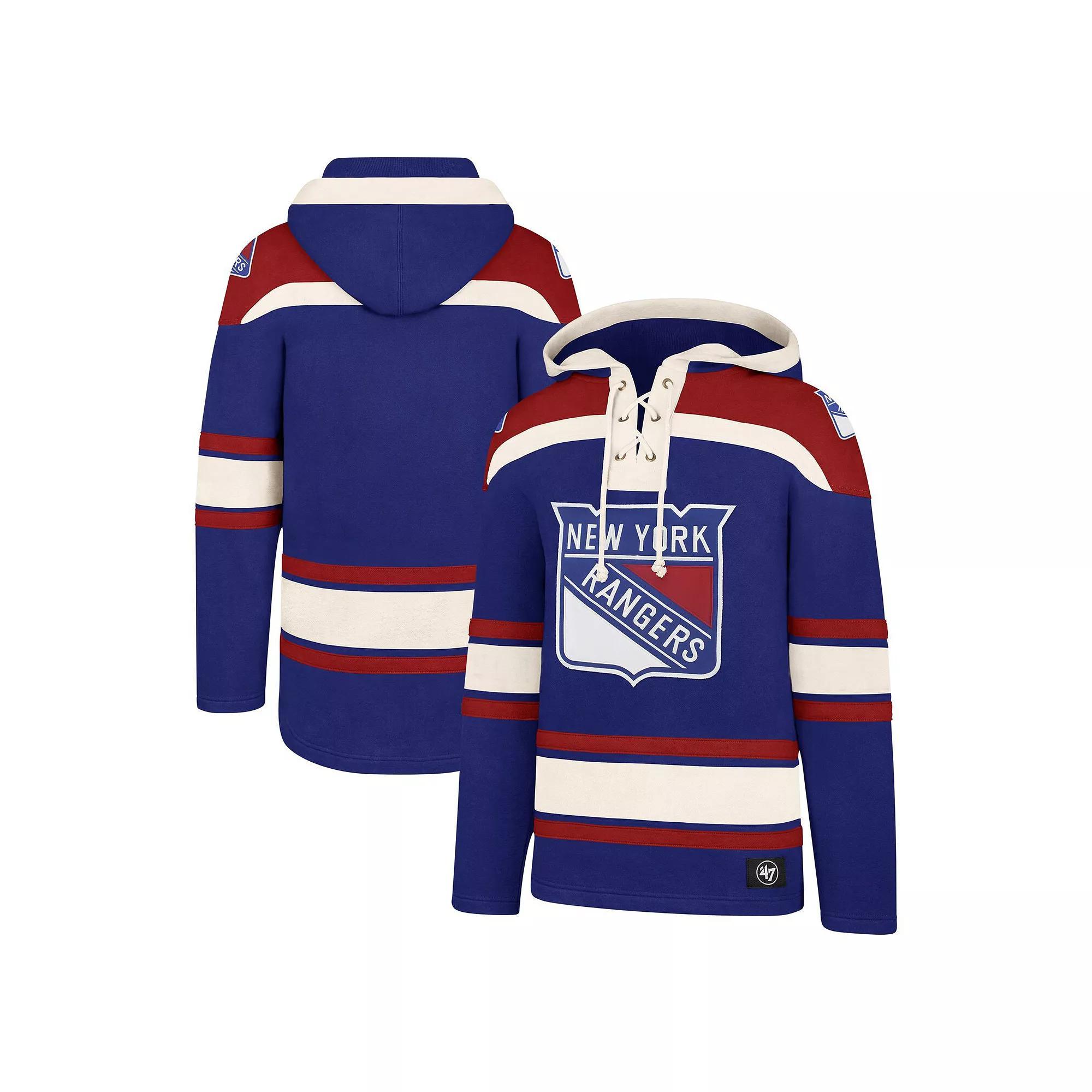Men's '47 Blue New York Rangers Big & Tall Superior Lacer Pullover Hoodie, Size: 6XB, Ran Blue Product Image