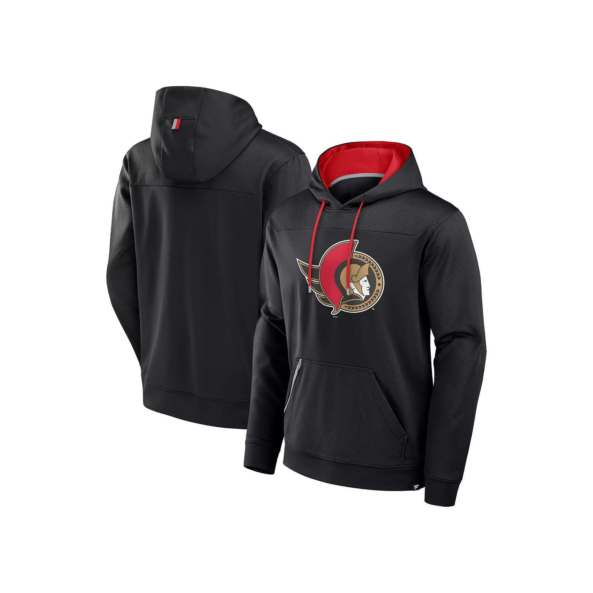 Men's Fanatics  Black Ottawa Senators Defender Pullover Hoodie, Size: 2XL, Sen Black Product Image
