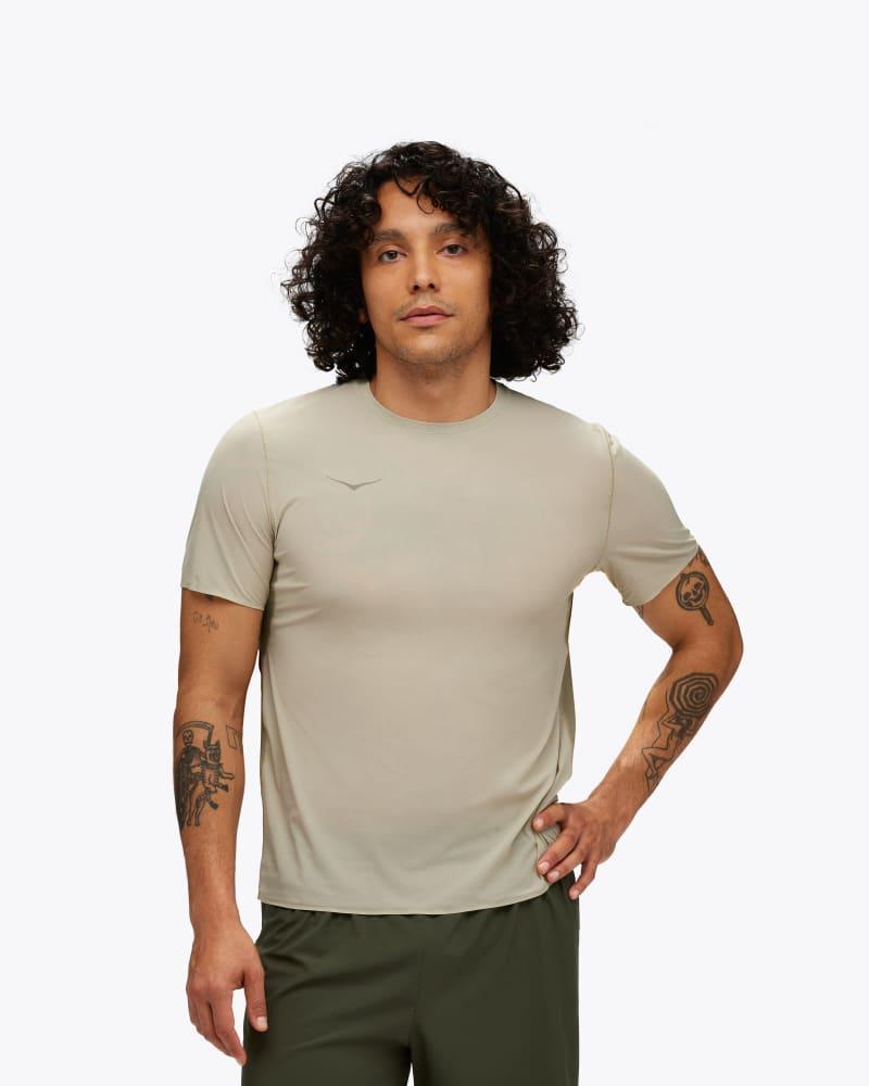 HOKA Men's Airolite Run Short Sleeve Shirt in Mountain Fog, Size 3X Product Image