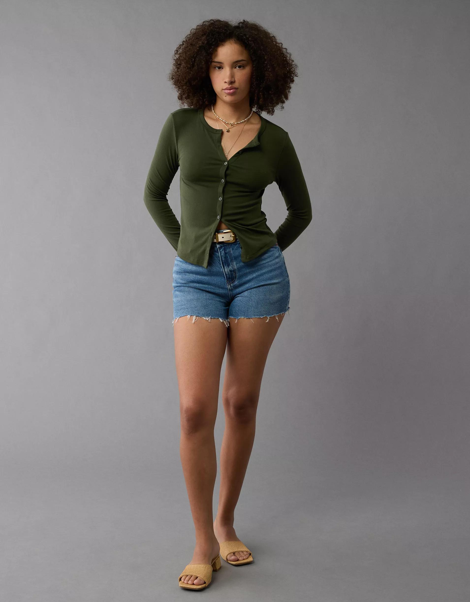 AE Long-Sleeve Button-Up T-Shirt Product Image