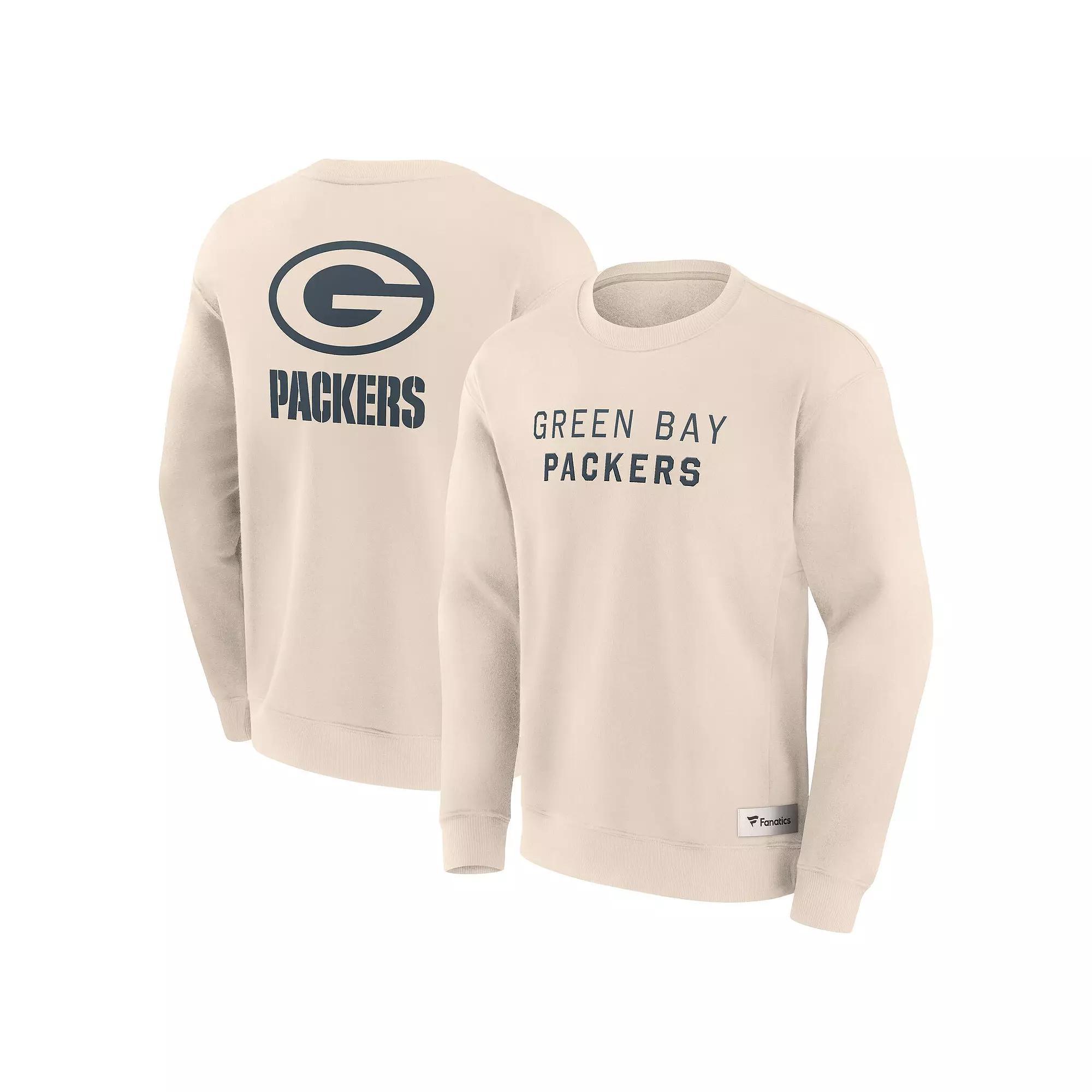 Men's Fanatics Cream Green Bay Packers Elements Future Ground Lettering Pullover Sweatshirt, Size: Small, Beige Product Image