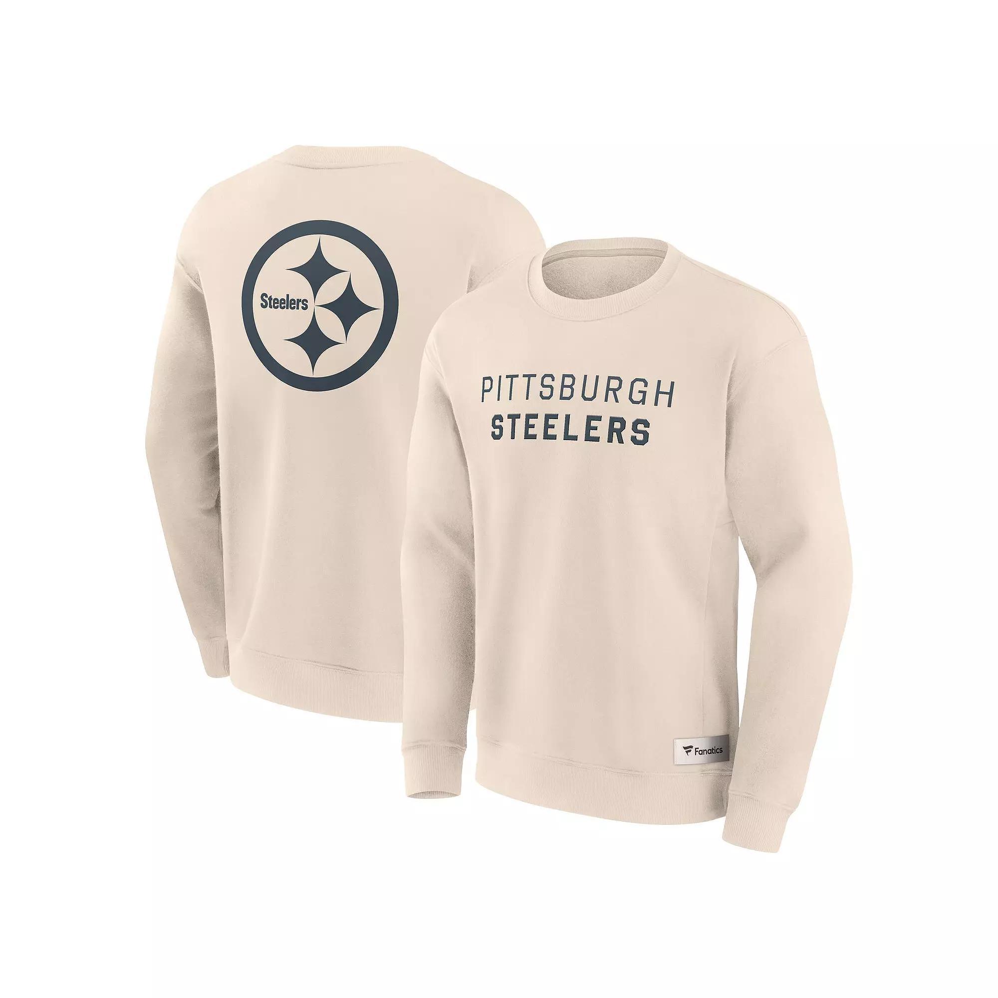 Men's Fanatics Cream Pittsburgh Steelers Elements Future Ground Lettering Pullover Sweatshirt, Size: 5XL, Beige Product Image