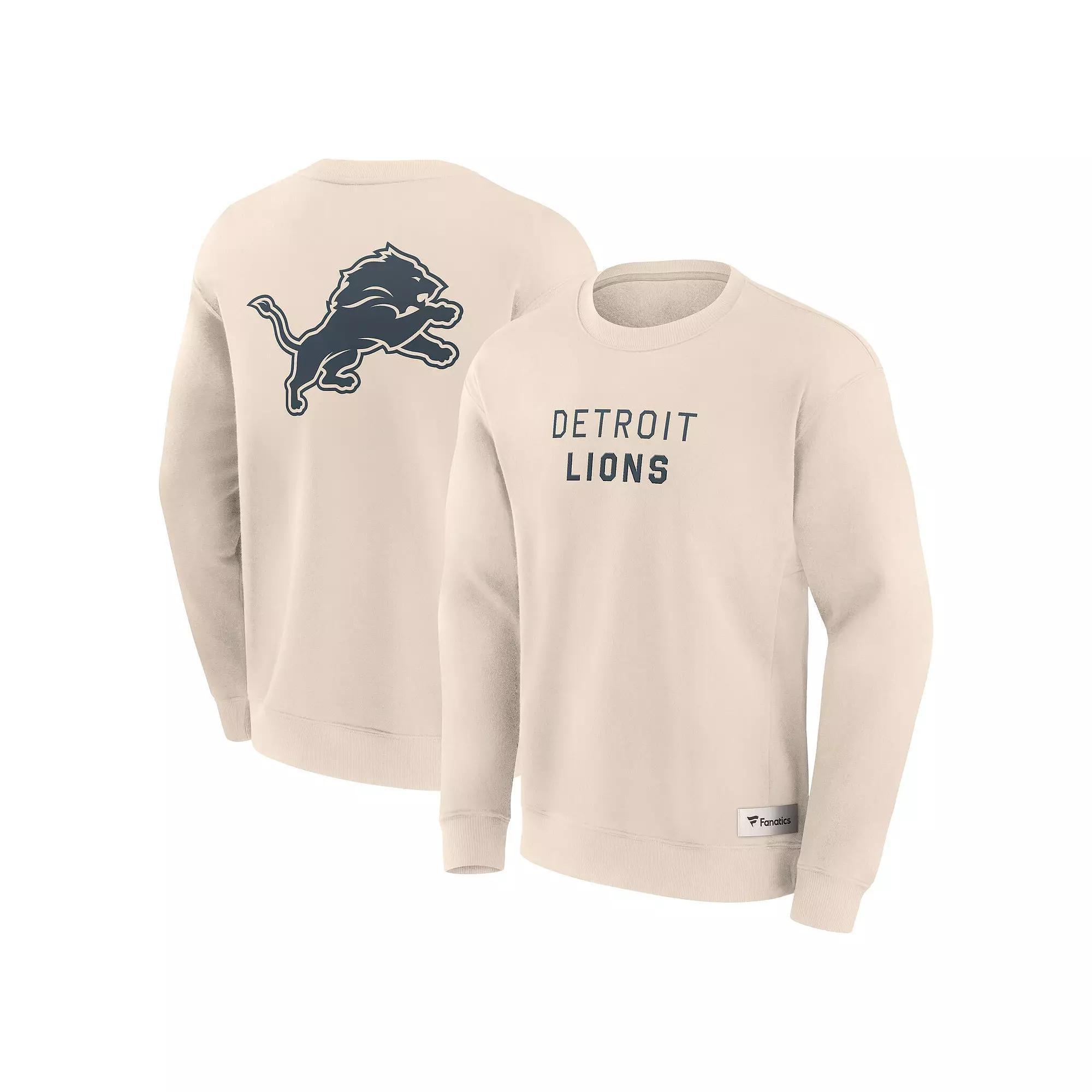 Men's Fanatics Cream Detroit Lions Elements Future Ground Lettering Pullover Sweatshirt, Size: 5XL, Beige Product Image