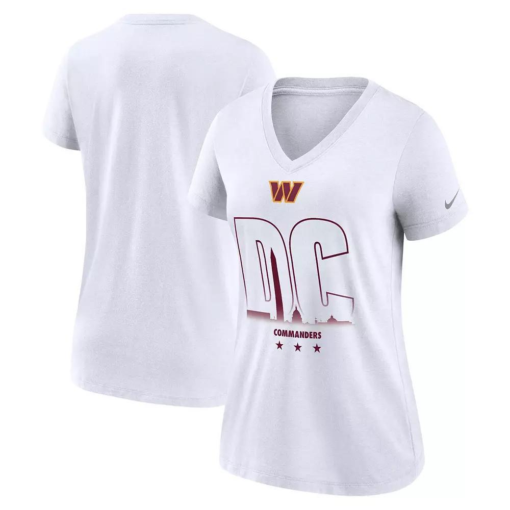 Women's Nike White Washington Commanders Tri-Blend V-Neck T-Shirt, Size: XL, Wft White Product Image