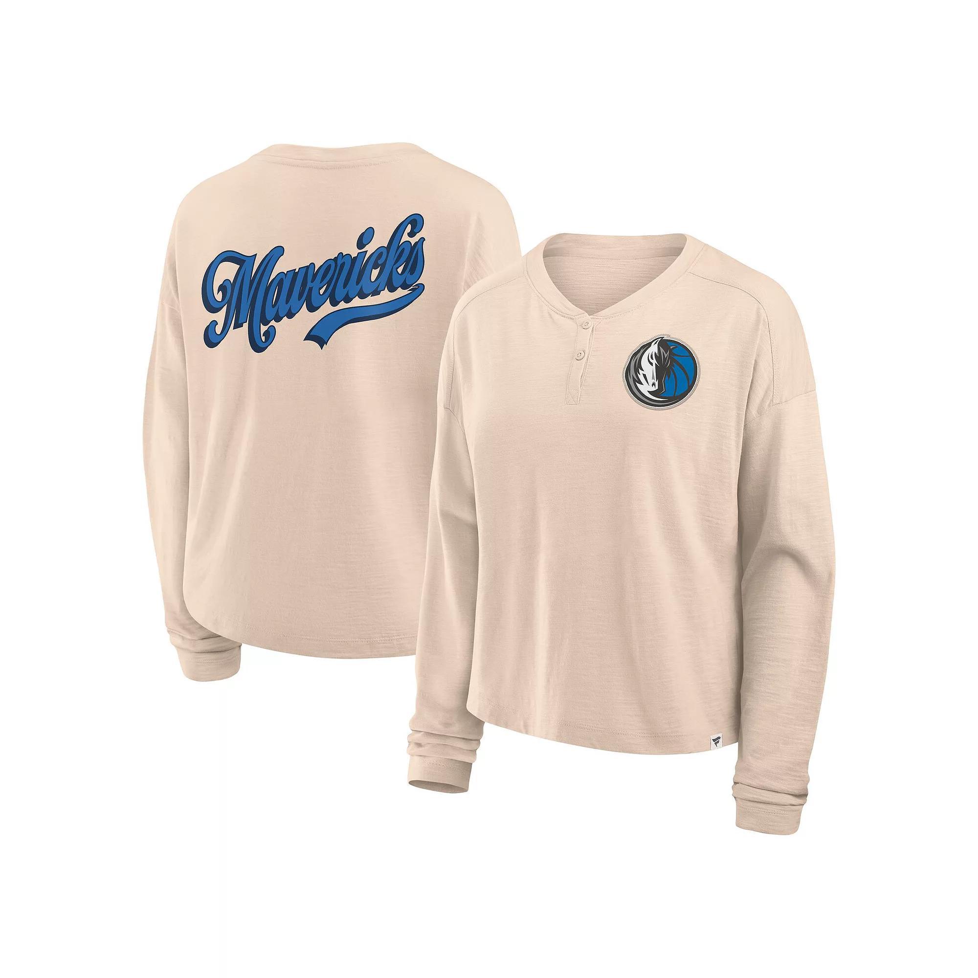 Women's Fanatics Natural Dallas Mavericks Boxed Out Drop Fashion Long Sleeve T-Shirt, Size: Small, Beige Product Image