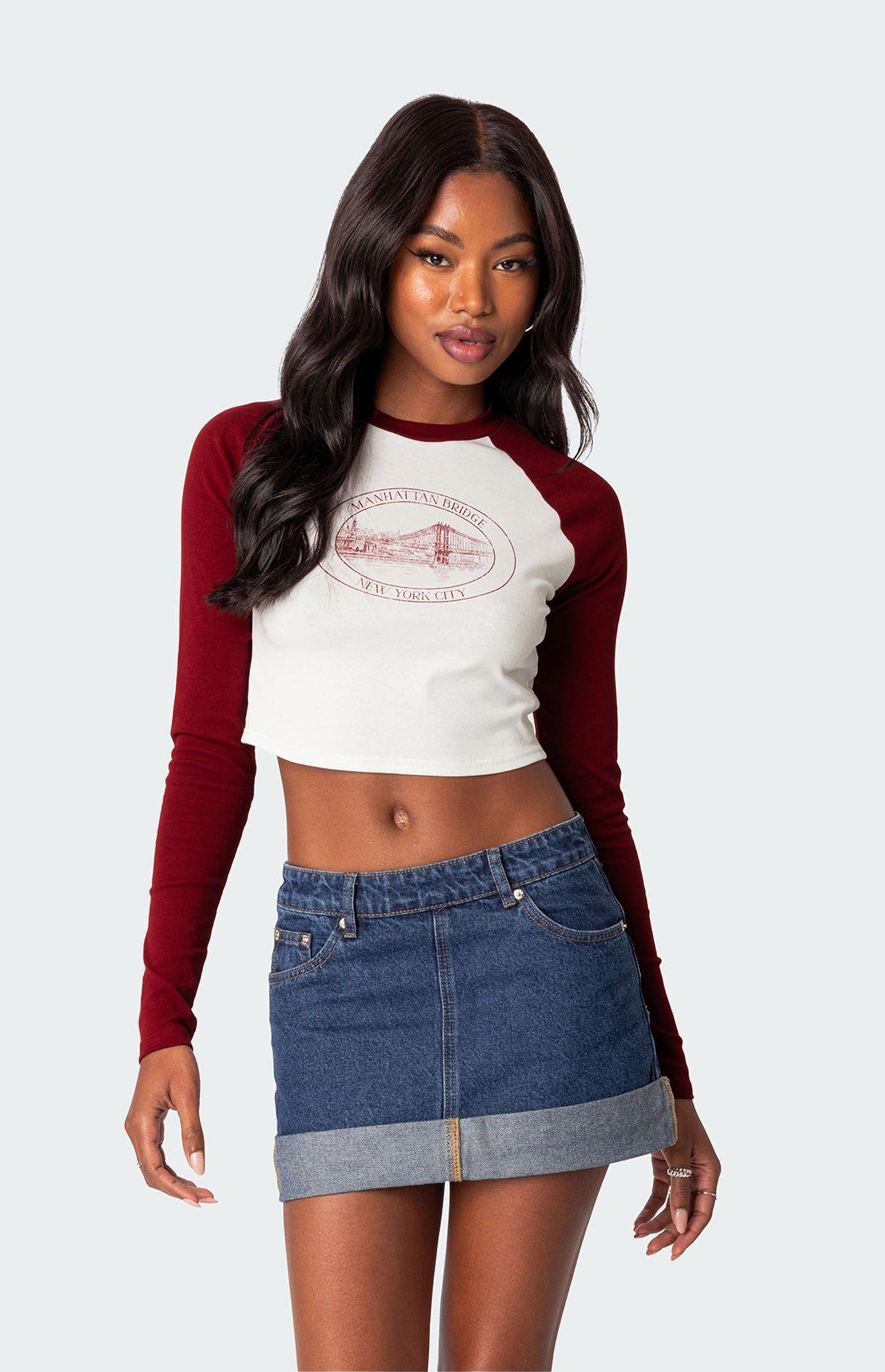Off Duty Folded Denim Mini Skirt Product Image