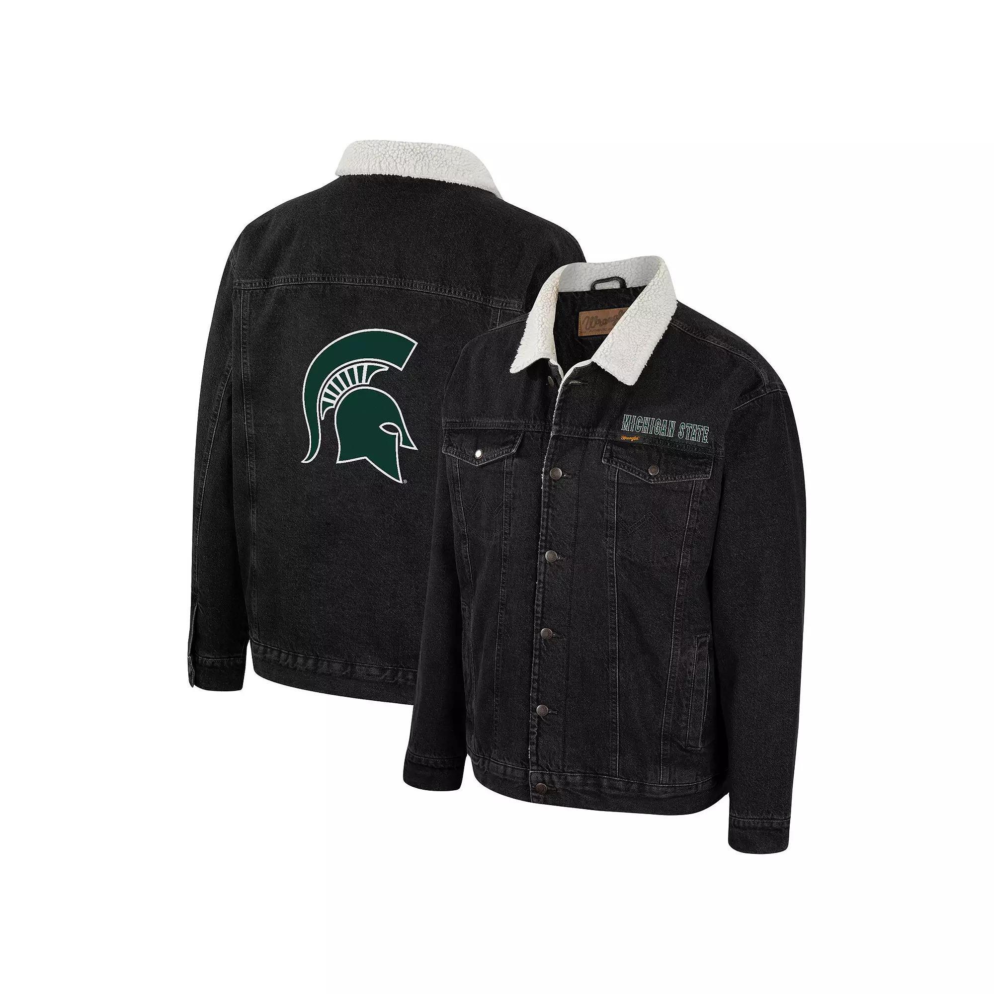 Men's Colosseum x Wrangler Charcoal Michigan State Spartans Western Button-Up Denim Jacket, Size: Medium Product Image