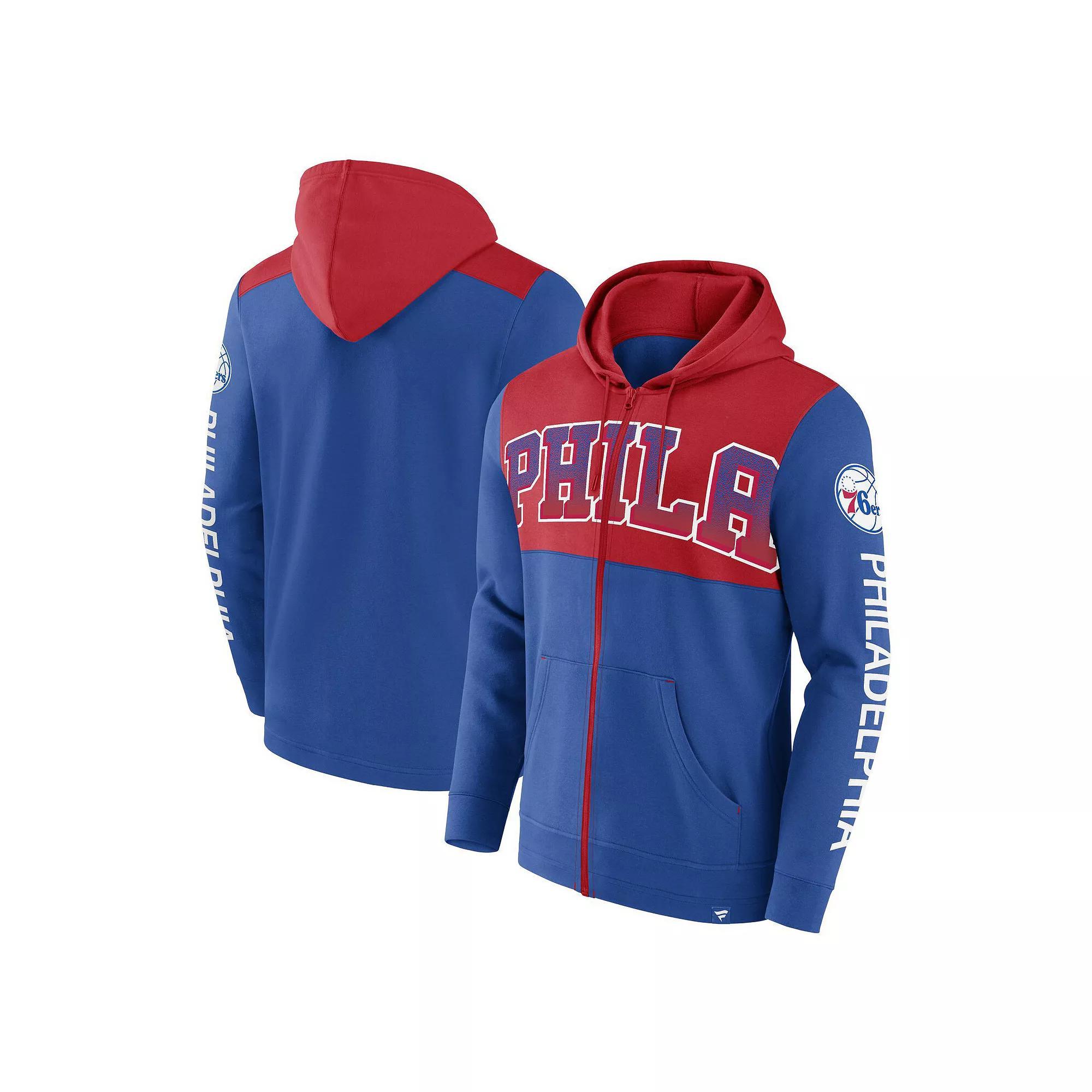 Men's Fanatics Branded Royal/Red Philadelphia 76ers Skyhook Colorblock Full-Zip Hoodie, Size: Small, 76r Blue Product Image