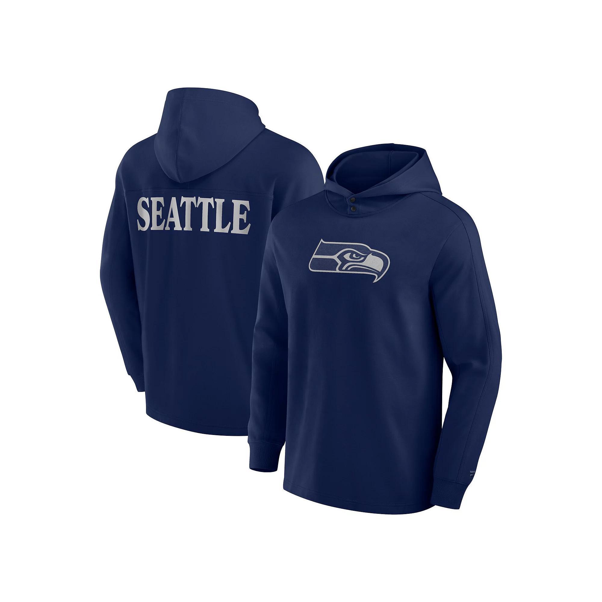 Mens Fanatics College Navy Seattle Seahawks Elements Blaze Tri-Blend Long Sleeve Hoodie T-Shirt Product Image