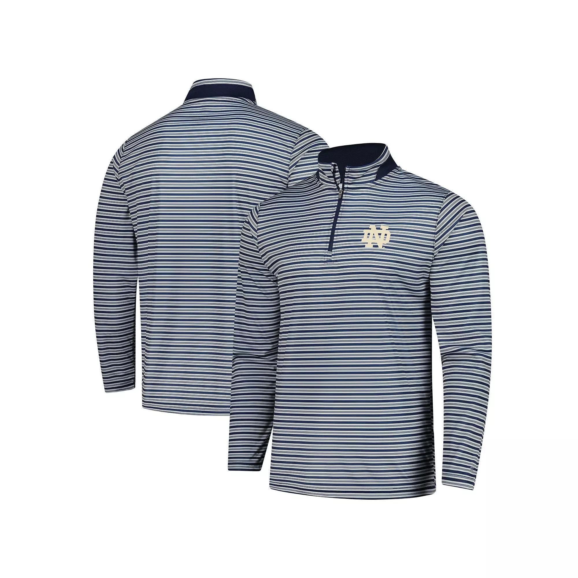 Men's Colosseum Navy Notre Dame Fighting Irish Striped Quarter-Zip Top, Size: Small, Blue Product Image