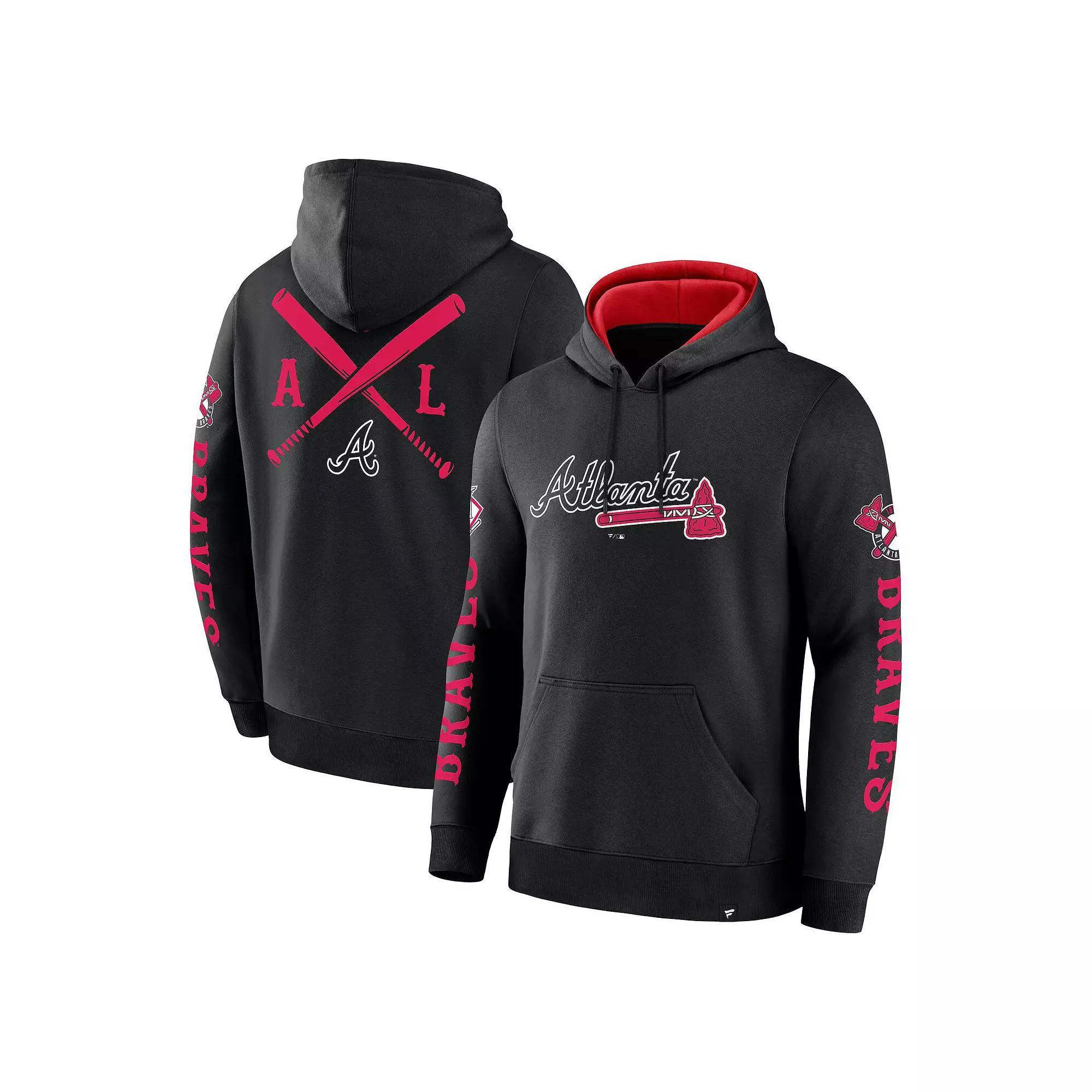 Men's Fanatics Black Atlanta Braves Big City Legacy Fleece Pullover Hoodie, Size: Medium Product Image
