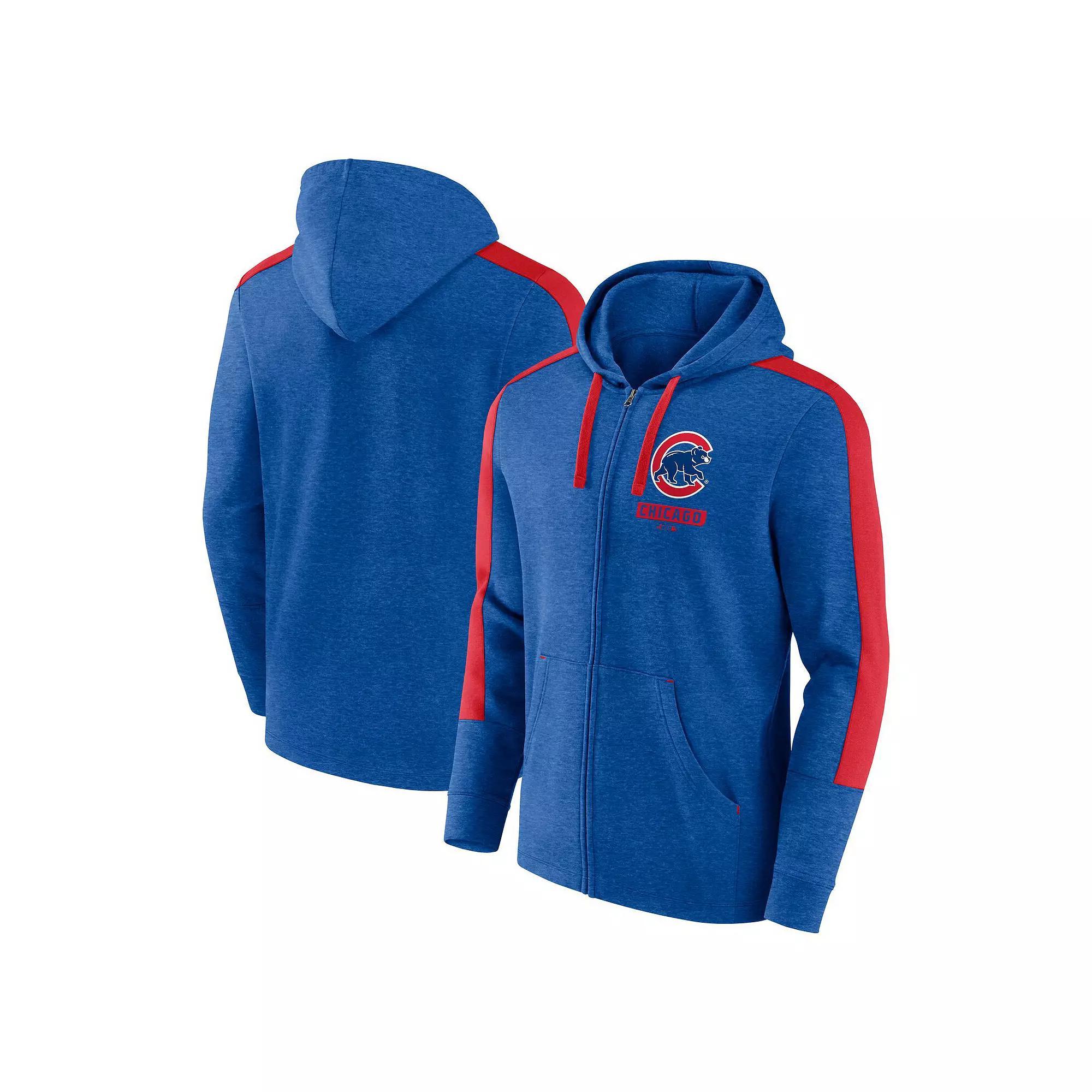Men's Fanatics Heather Royal Chicago Cubs Gains Fleece Full-Zip Hoodie, Size: Small, Blue Product Image