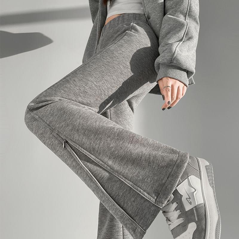 Mid Rise Plain Flared Sweatpants Product Image