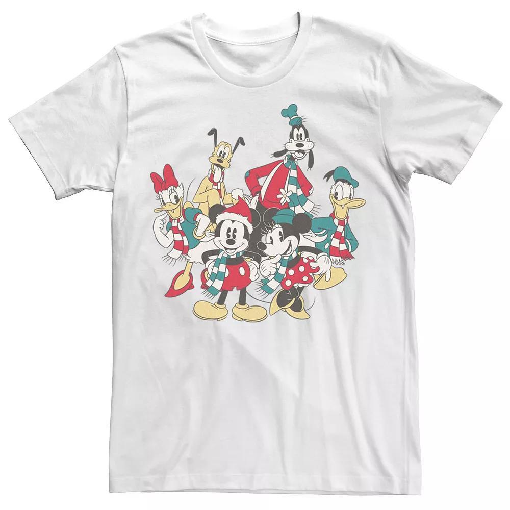 Men's Mickey Classic Holiday Group Christmas Group Shot Tee, Size: XXL, White Product Image