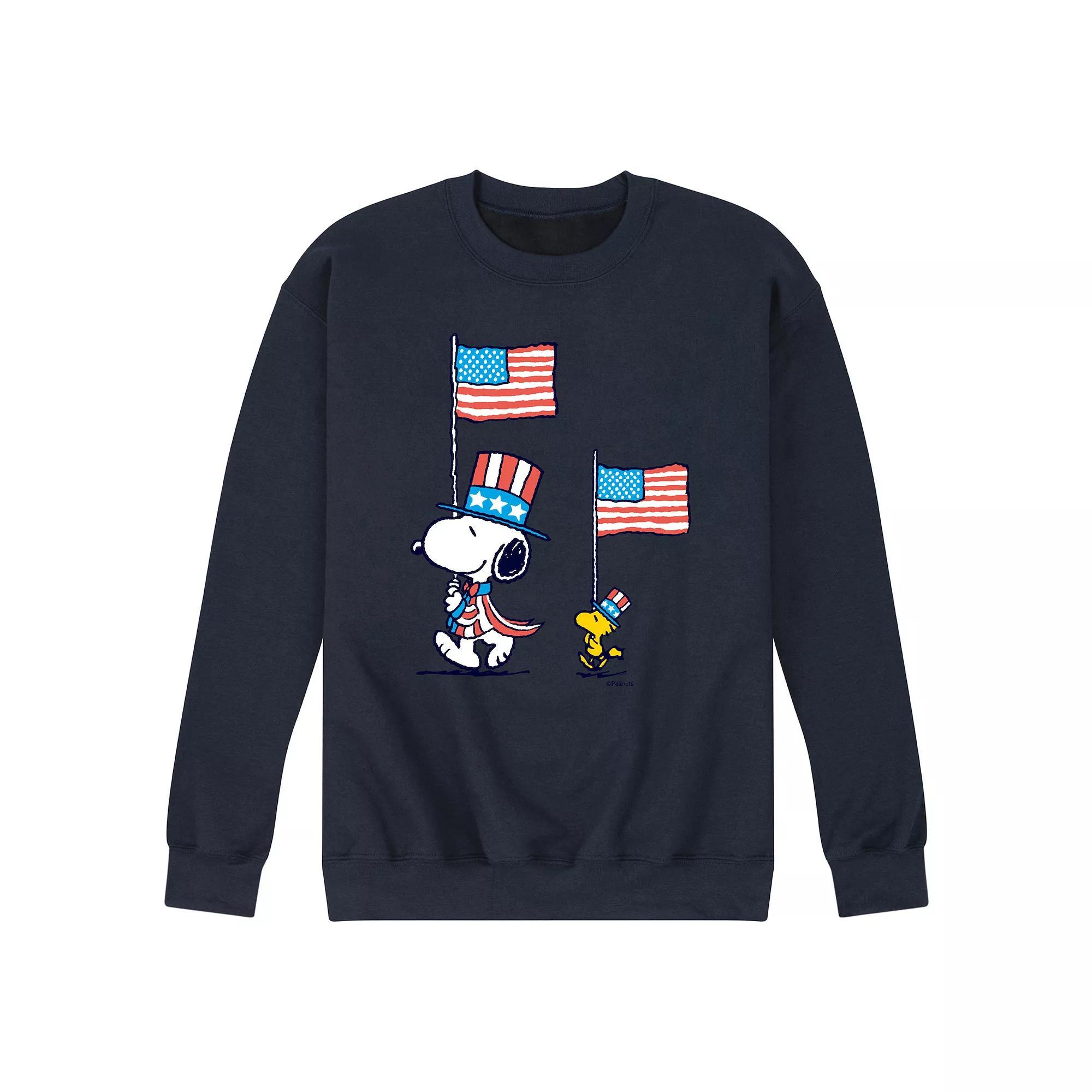 Mens Peanuts Snoopy Woodstock March Fleece Sweatshirt Heather Grey Product Image