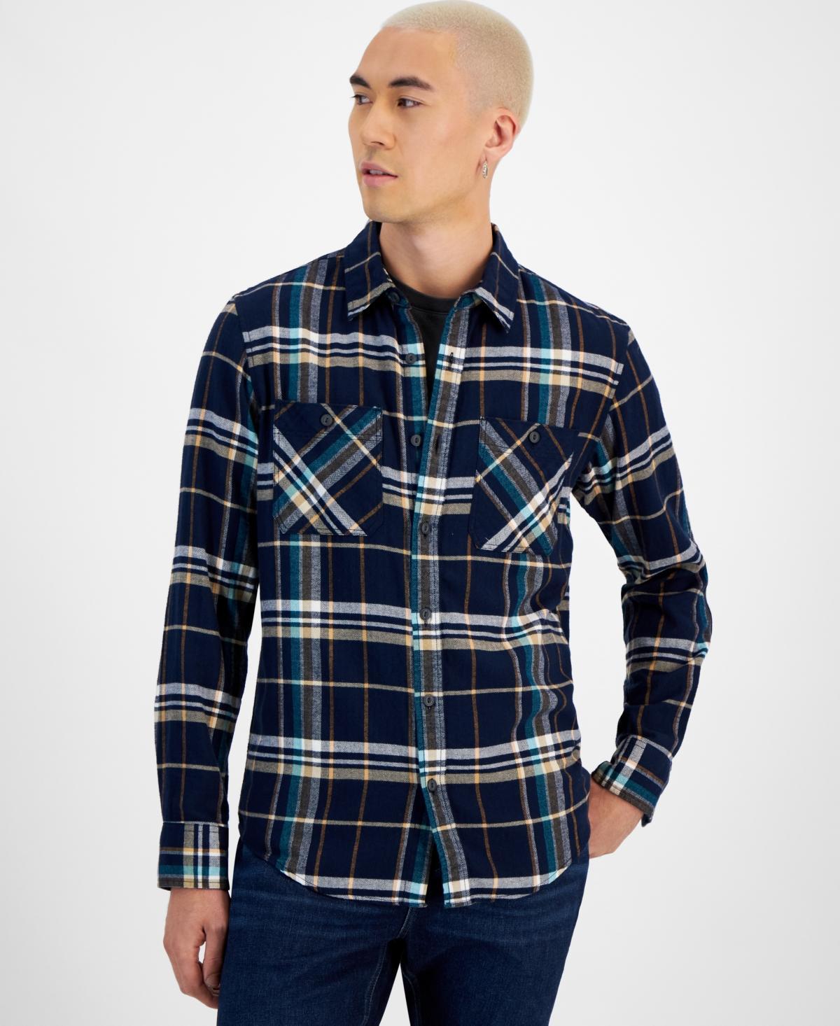 Sun + Stone Mens Erik Plaid Flannel Shirt, Created for Macys Product Image