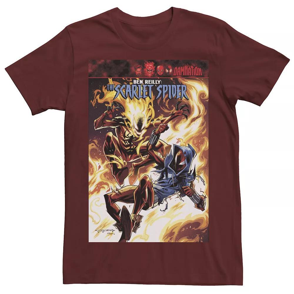 Men's Marvel Spider Man Flames Comic Cover Tee, Size: Medium, Red Product Image