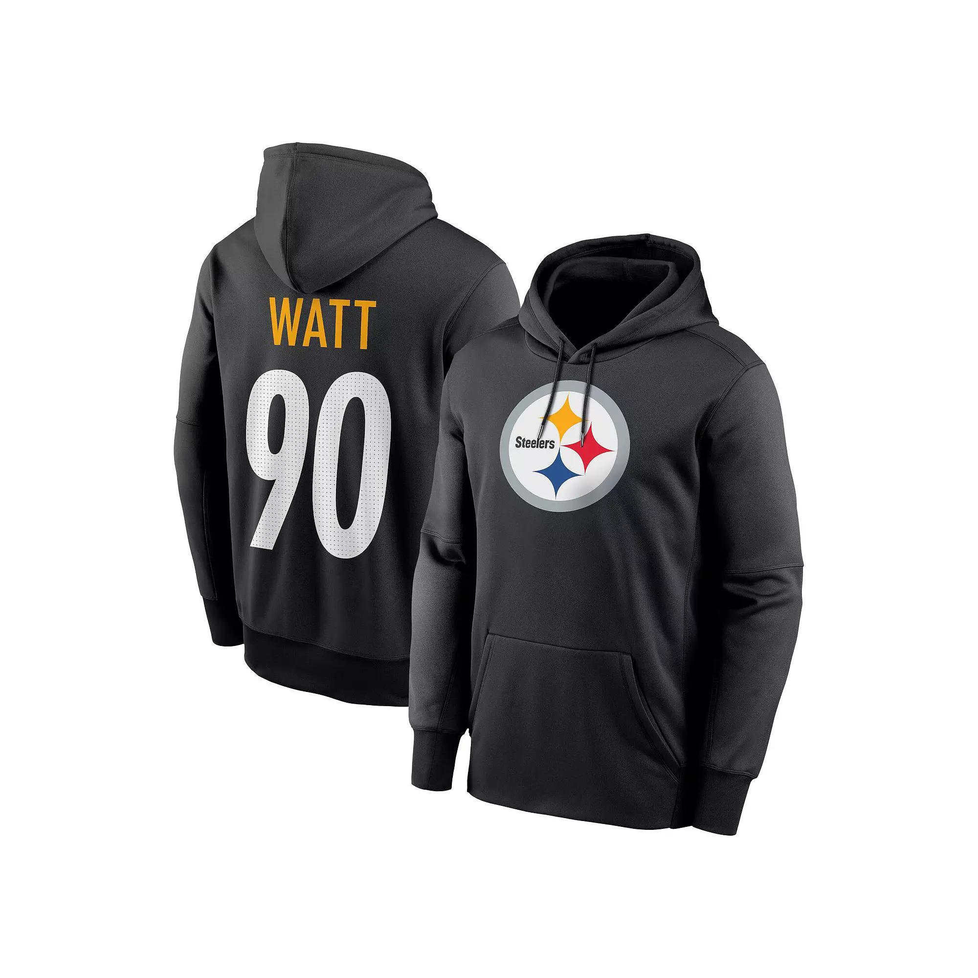 Men's Nike T.J. Watt Black Pittsburgh Steelers Player Name & Number Performance Pullover��Hoodie, Size: Large Product Image