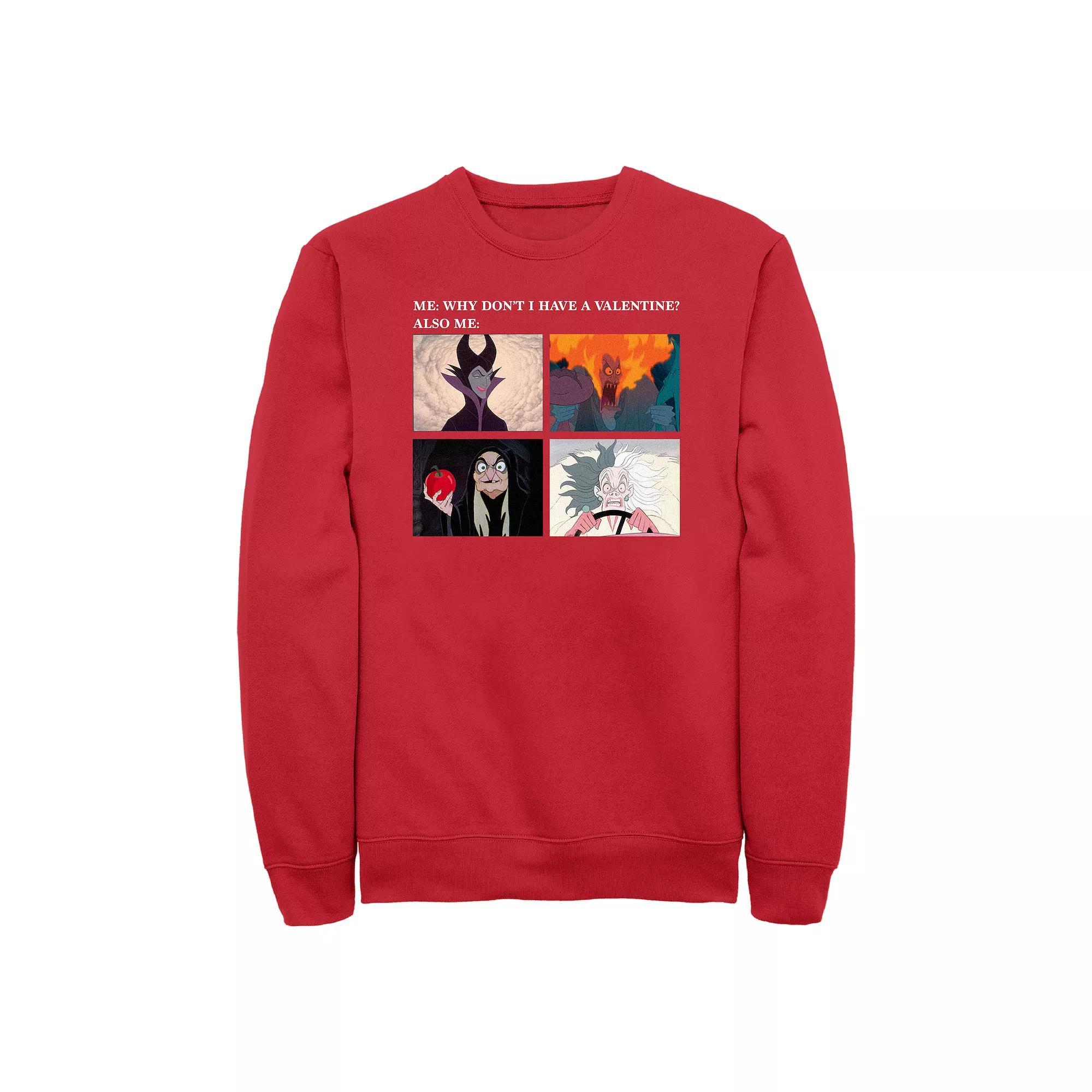Disney Villains Why Don't I Have A Valentine Meme Men's Graphic Fleece, Size: XXL, Red Product Image