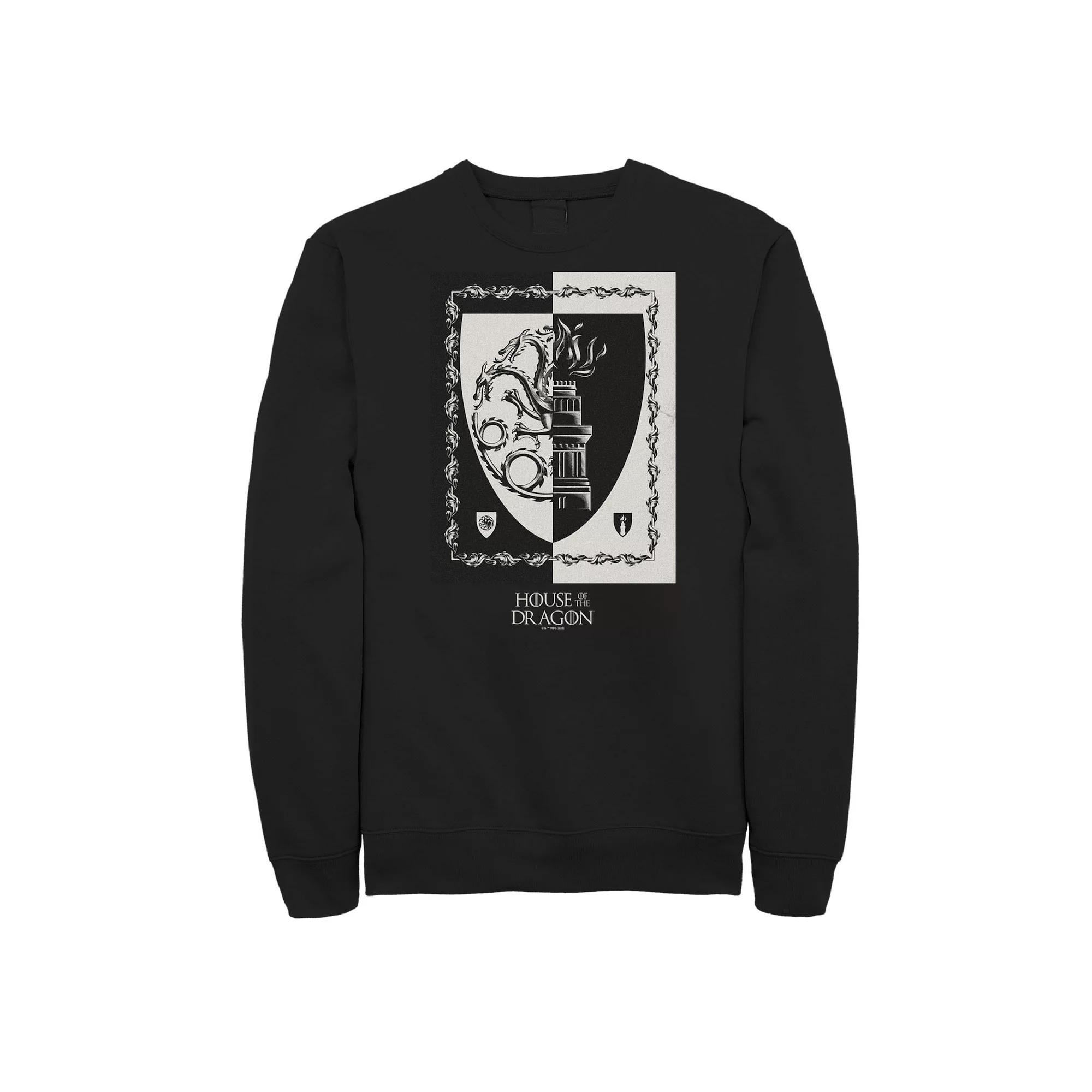 Big & Tall House Of The Dragon Black And White Shield Fleece Sweatshirt, Men's, Size: 4XL Product Image