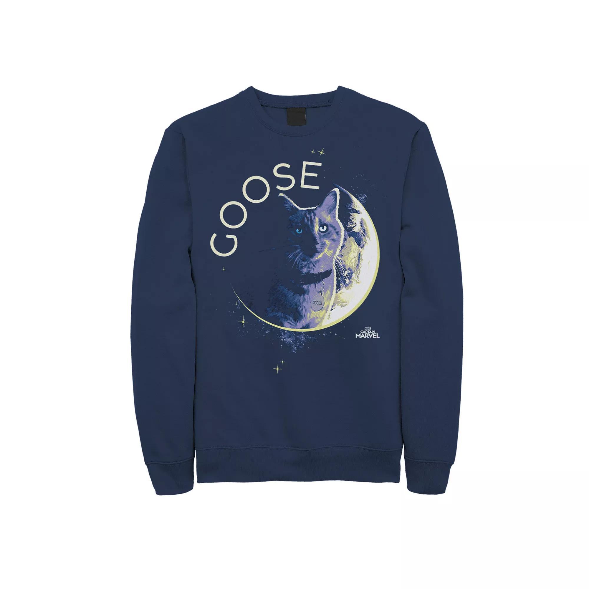 Men's Marvel Captain Marvel Goose Space Planet Portrait Sweatshirt, Size: Medium, Blue Product Image