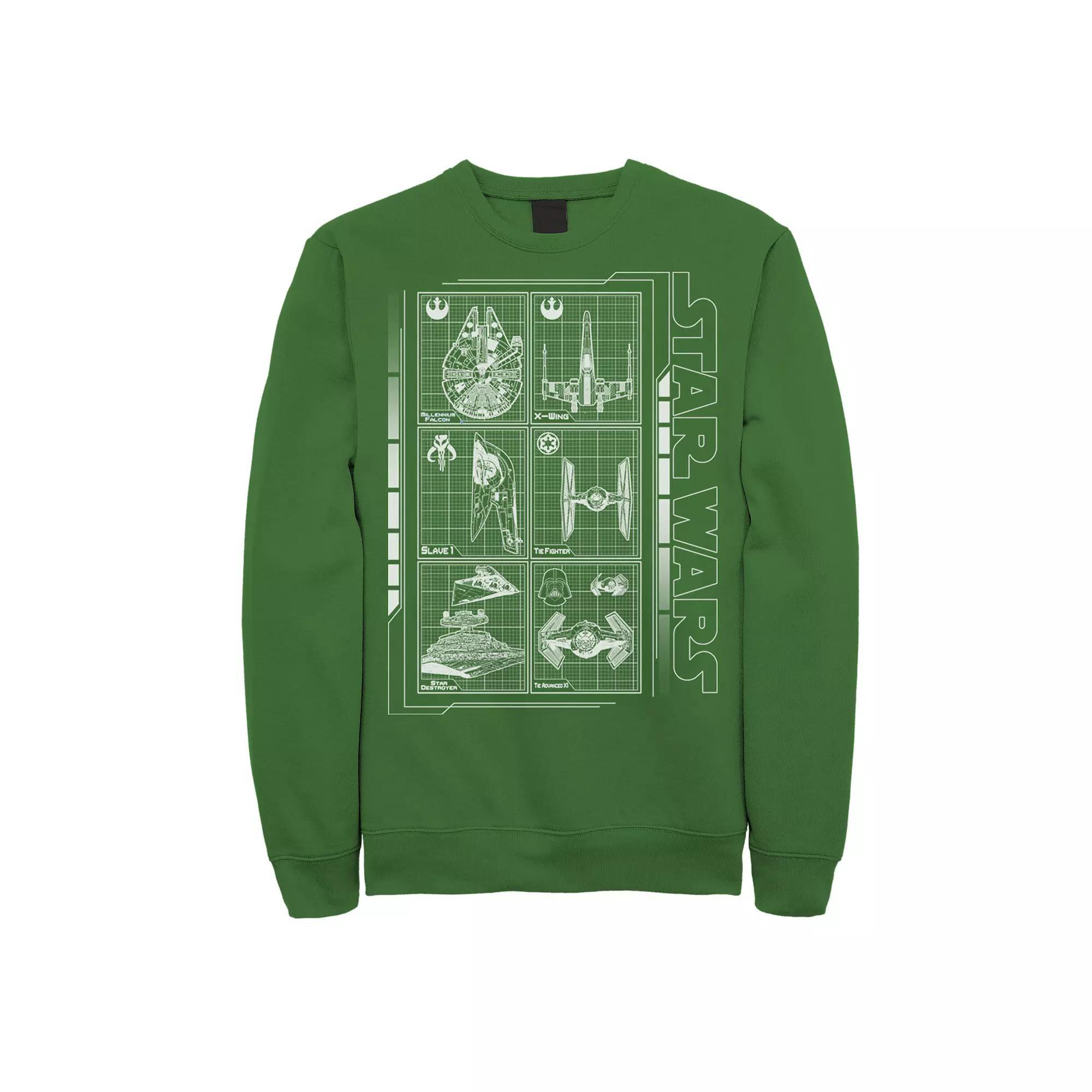 Men's Star Wars Battle Ships Schematic Sweatshirt, Size: Large, Red Product Image