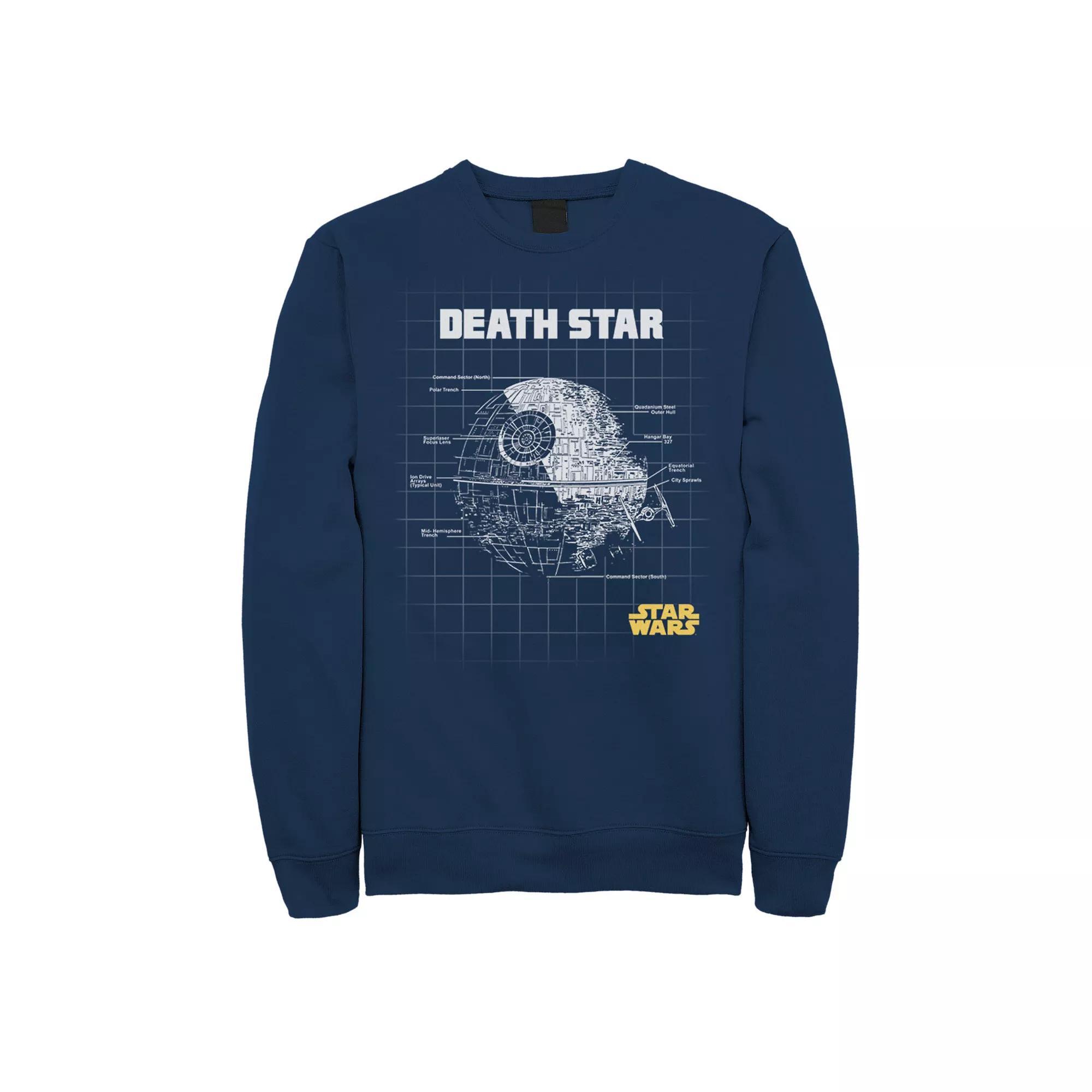 Men's Star Wars Death Star Schematics Sweatshirt, Size: Small, Blue Product Image