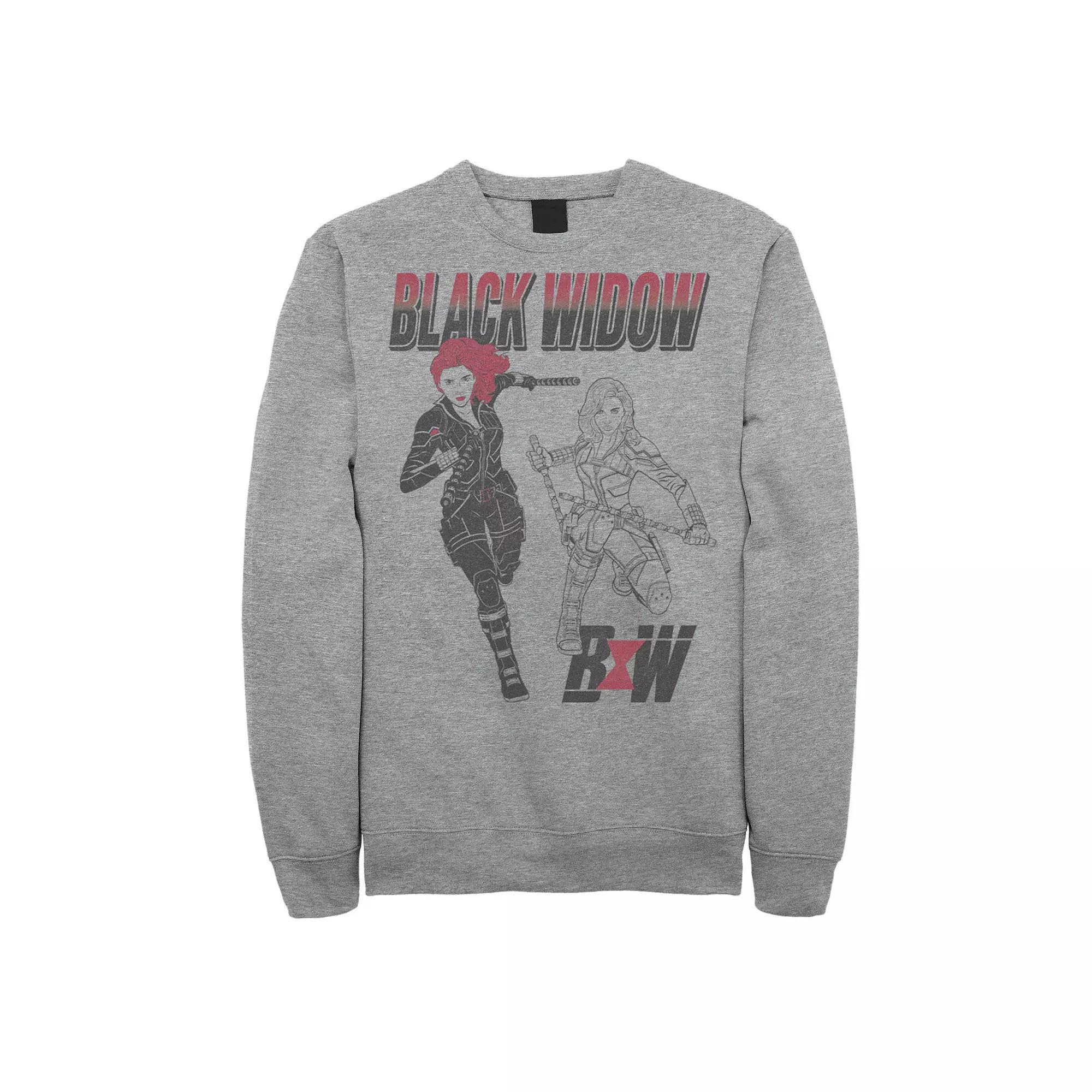 Men's Marvel Black Widow Sweatshirt, Size: XL, Athletic Grey Product Image
