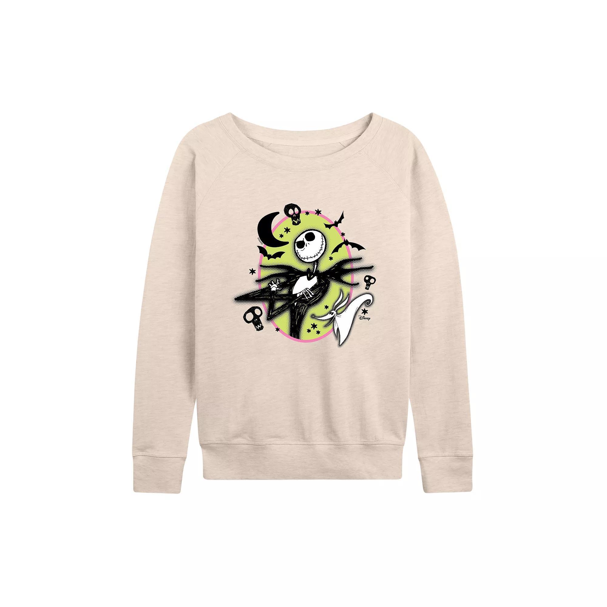 Disneys Nightmare Before Christmas Jack & Zero Womens Halloween French Terry Long Sleeve Tee Product Image