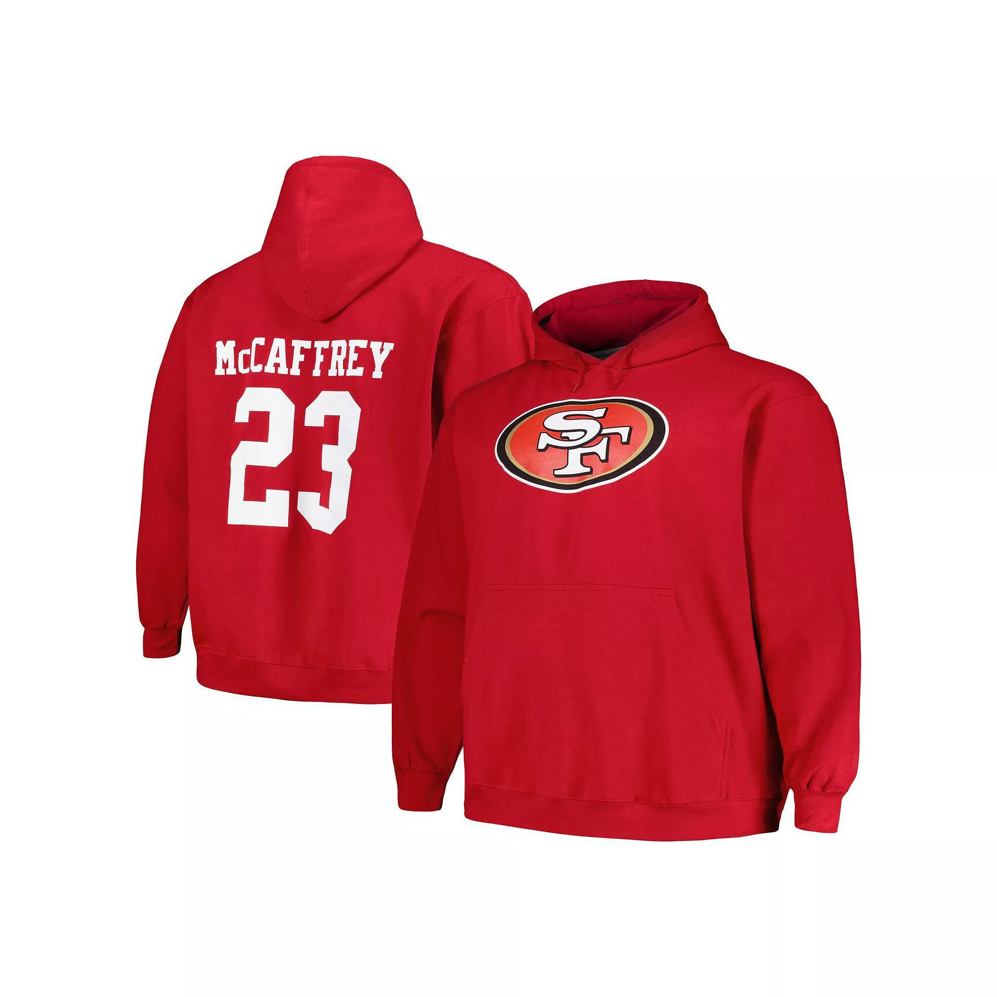 Men's Fanatics Branded Christian McCaffrey Scarlet San Francisco 49ers Big & Tall Fleece Name & Number Pullover Hoodie, Size: 5XB, Red Product Image