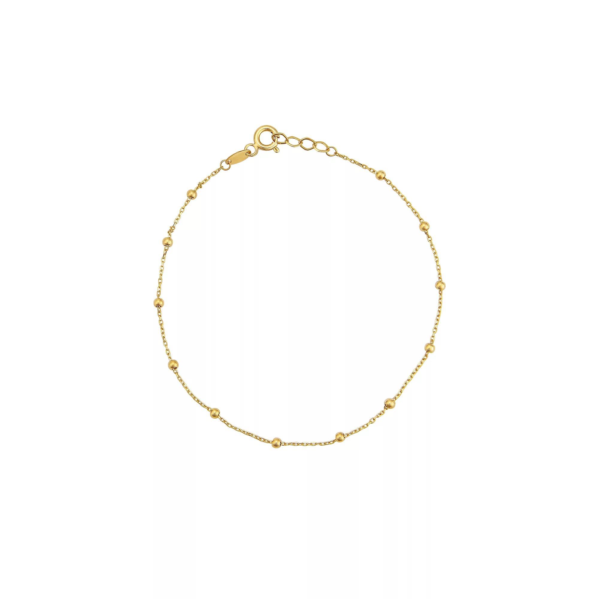 Taylor Grace 10k Gold Station Bead Chain Bracelet, Women's, Size: 7" Product Image