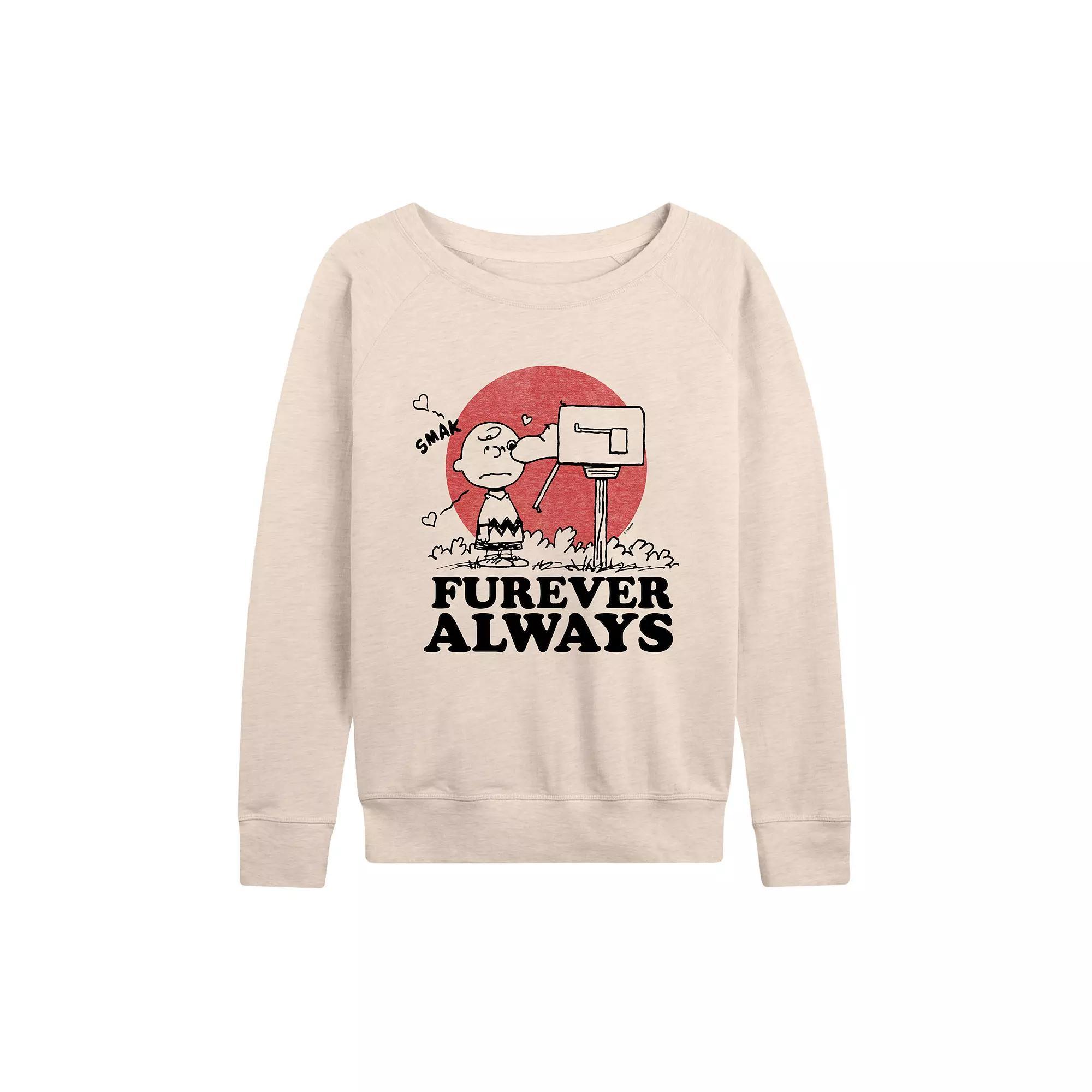 Womens Peanuts Furever Always French Terry Long Sleeve Tee Product Image