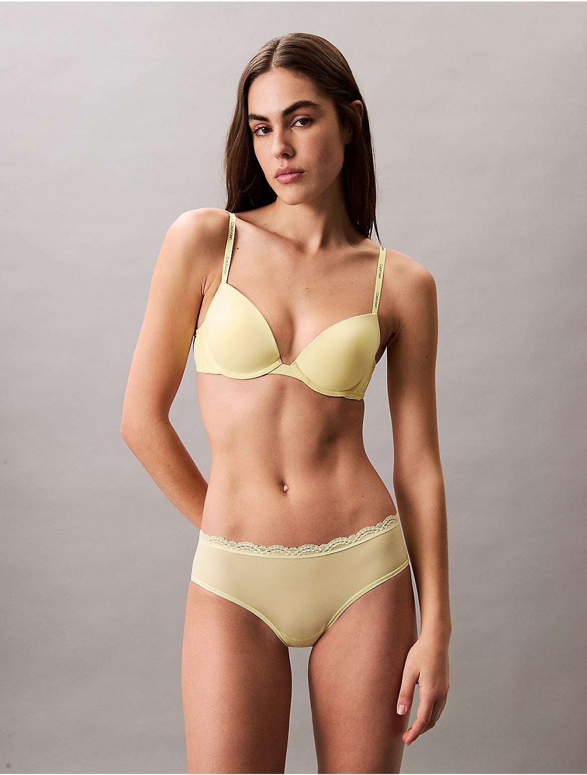 Calvin Klein Women's Microfiber Stretch with Lace Hipster - Neutral - L Product Image