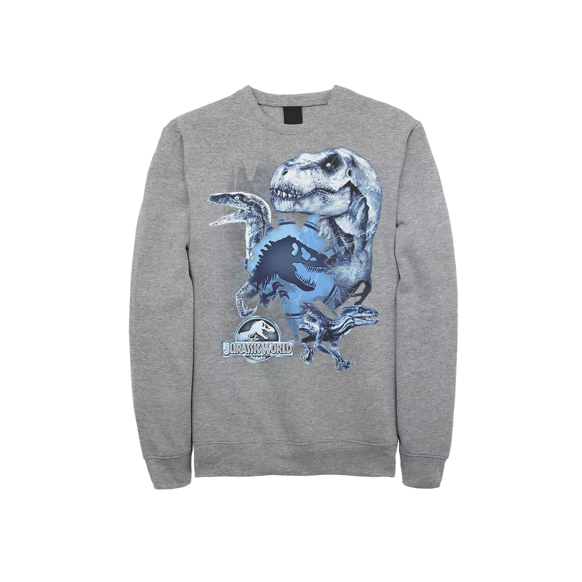 Men's Jurassic World Two T-Rex Squad Camo Shatter Sweatshirt, Size: Small, Athletic Grey Product Image