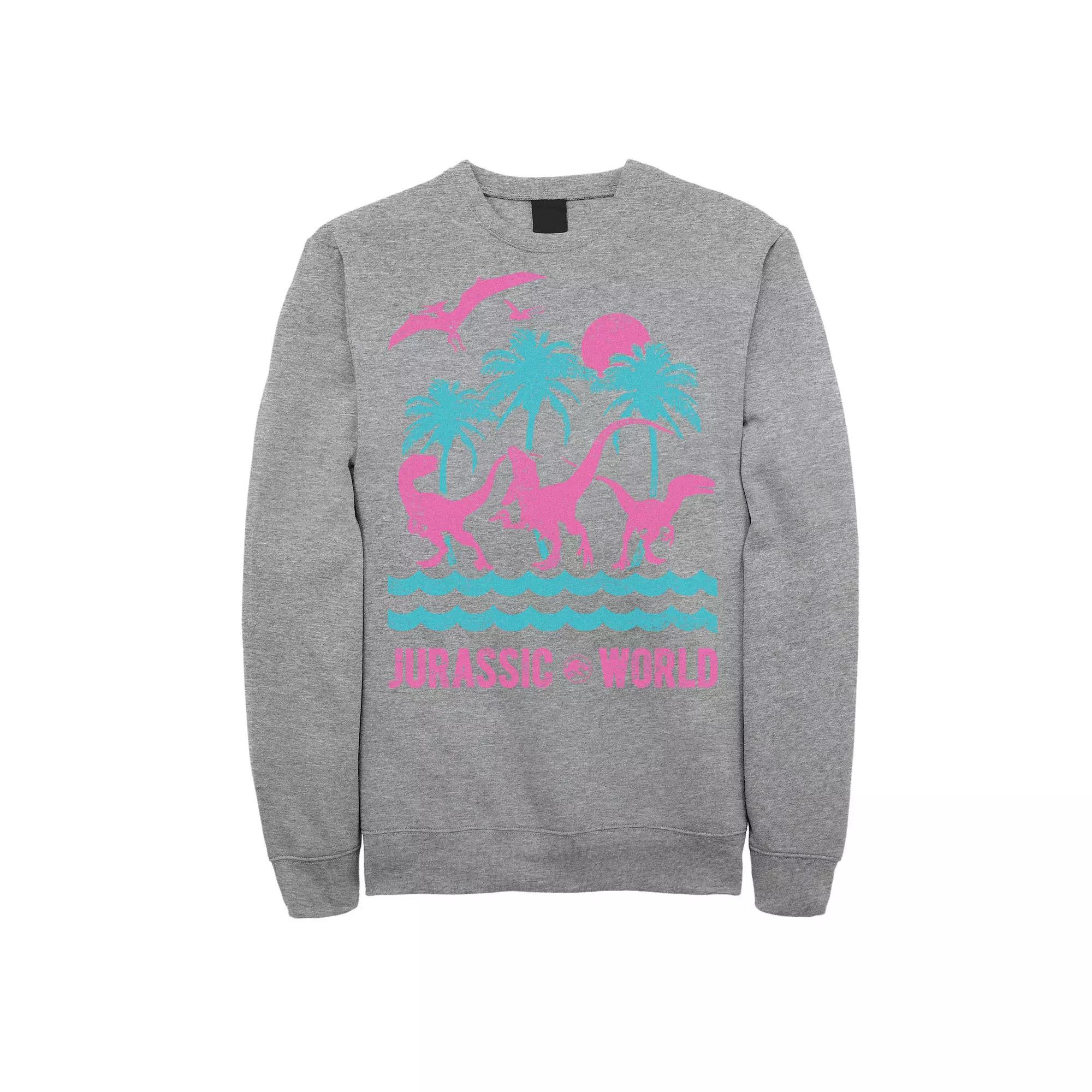 Mens Jurassic World Logo Blue Paint Splatter Sweatshirt Athletic Grey Product Image