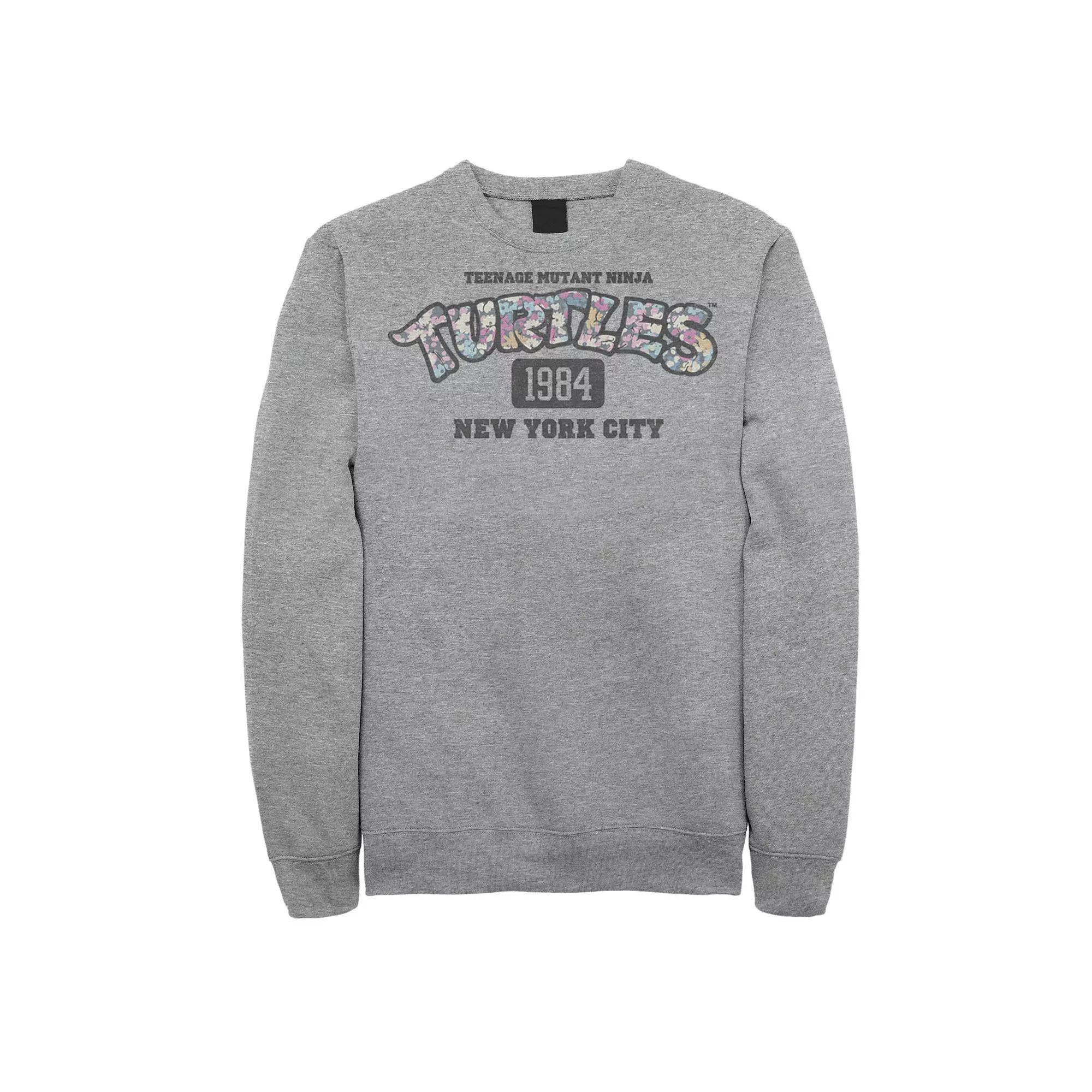 Big & Tall Nickelodeon Teenage Mutant Ninja Turtles Flower Filled Logo Fleece Sweatshirt, Men's, Size: XXL Tall, Athletic Grey Product Image