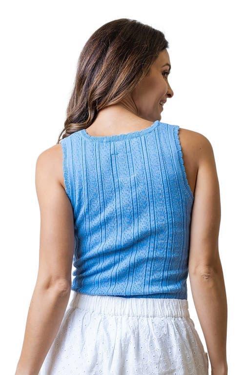 Hope & Henry Womens' Empire Sweater Tank in Cornflower Blue Pointelle at Nordstrom, Size Small Product Image