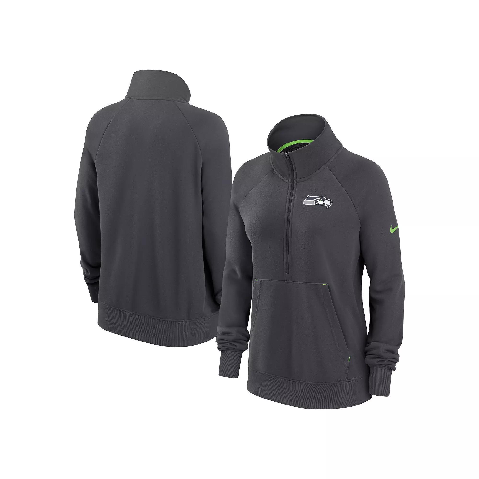 Women's Nike Charcoal Washington Commanders Premium Raglan Performance Half-Zip Sweatshirt, Size: 2XL, Wft Charco Product Image