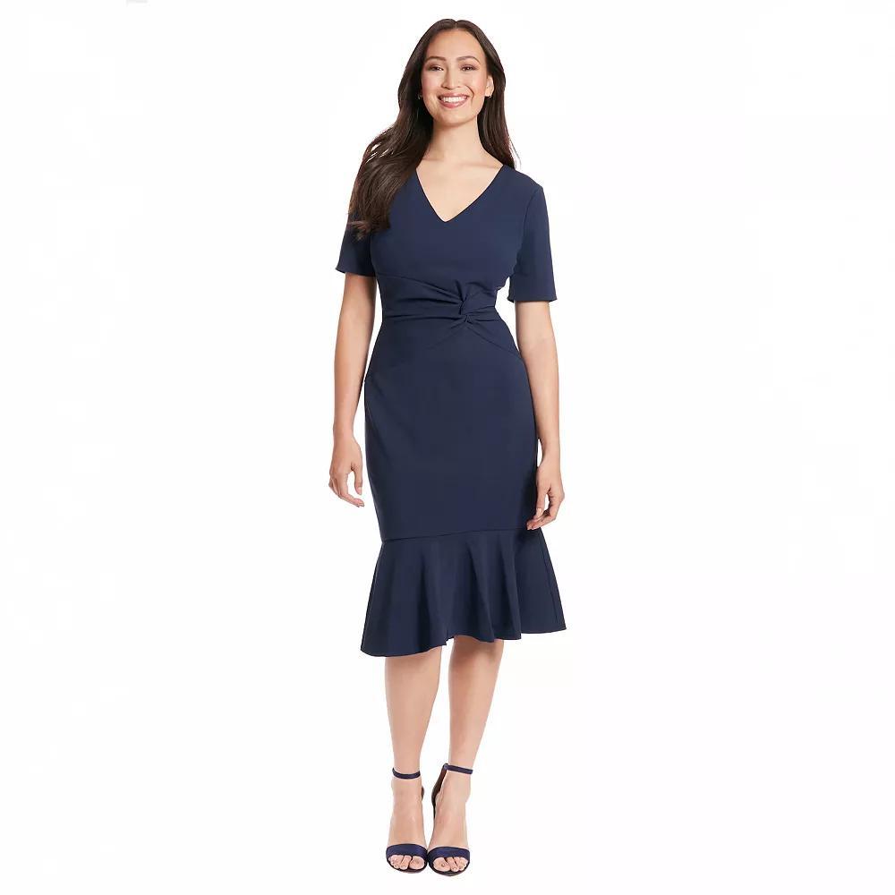 Women's London Times Flounce Midi Twist Dress, Size: 14, Blue Product Image