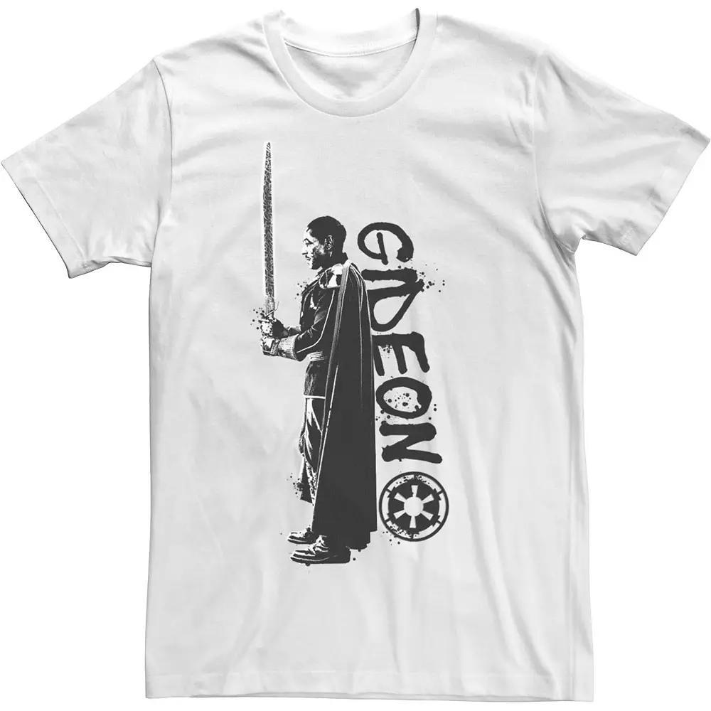 Men's Star Wars The Mandalorian Gideon Splatter Black And White Tee, Size: Medium Product Image