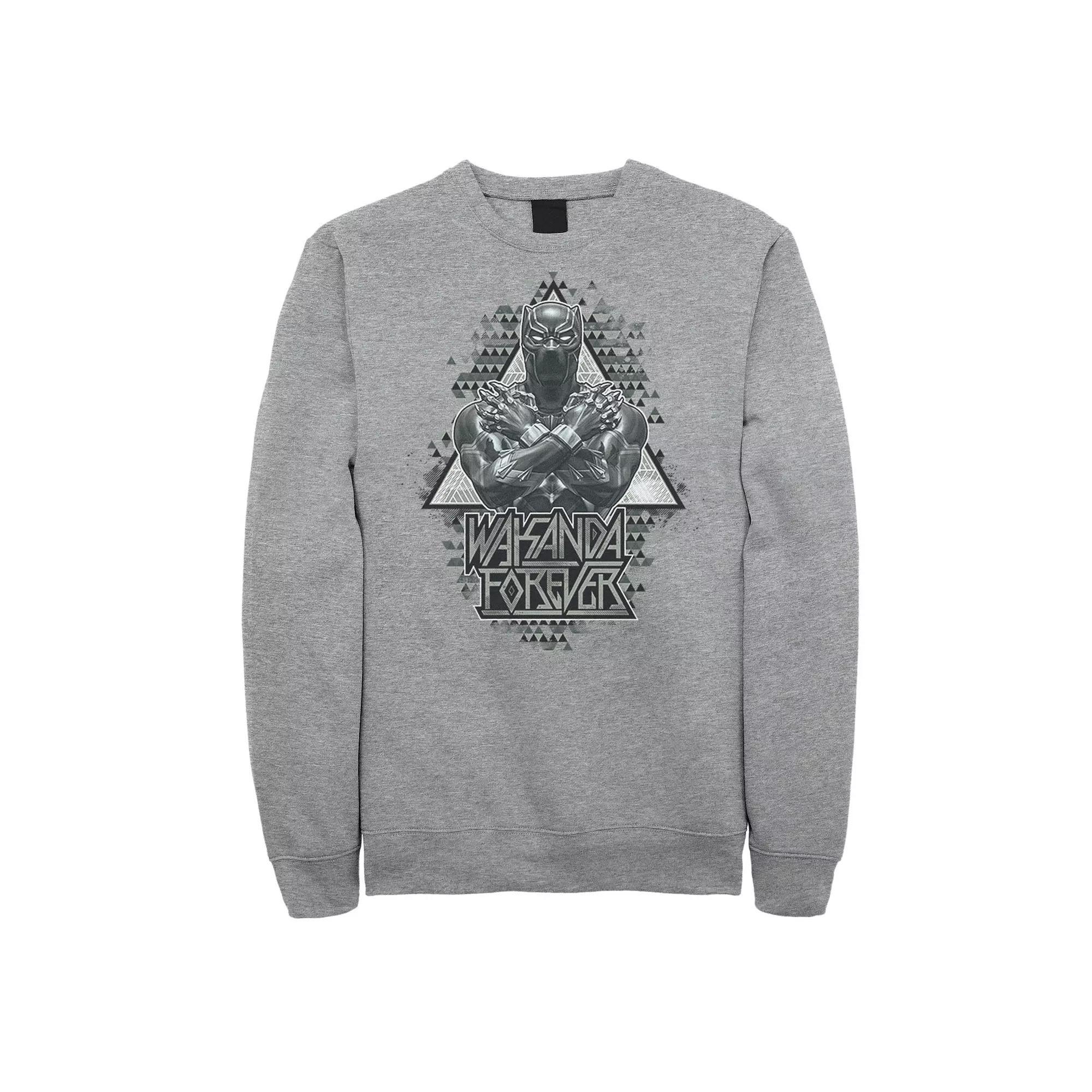 Men's Marvel Black Panther Crossed Arms Geometric Sweatshirt, Size: 3XL, Athletic Grey Product Image