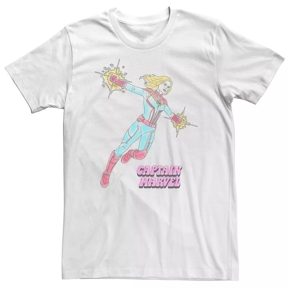 Big & Tall Marvel Avengers Captain Marvel Watercolor Tee, Men's, Size: 3XL Tall, White Product Image