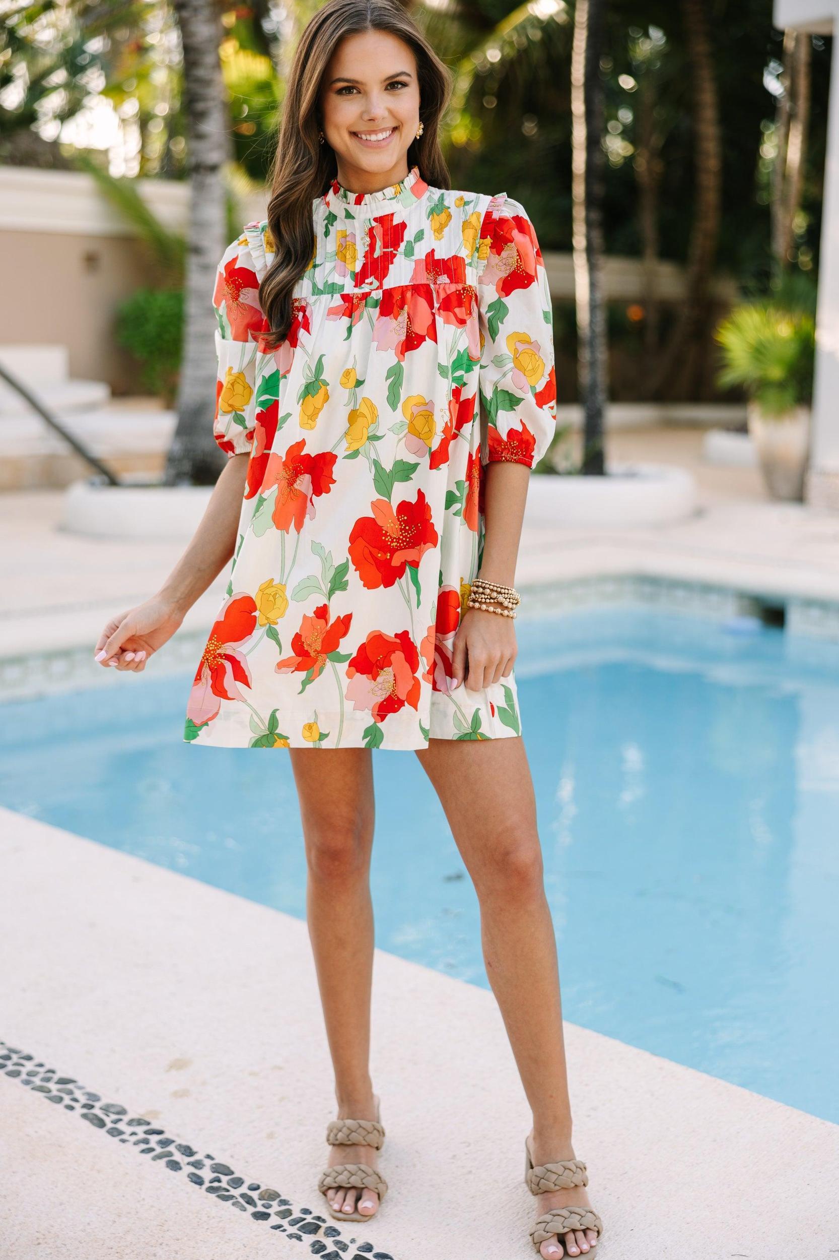 Think Of Me Red Floral Dress Female Product Image